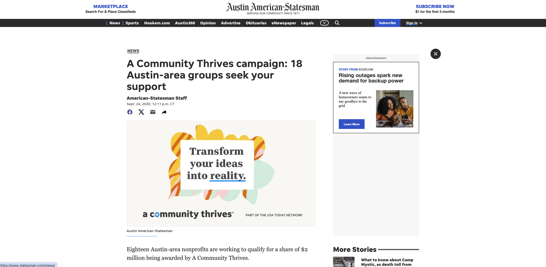 Local Editorial Coverage of Program