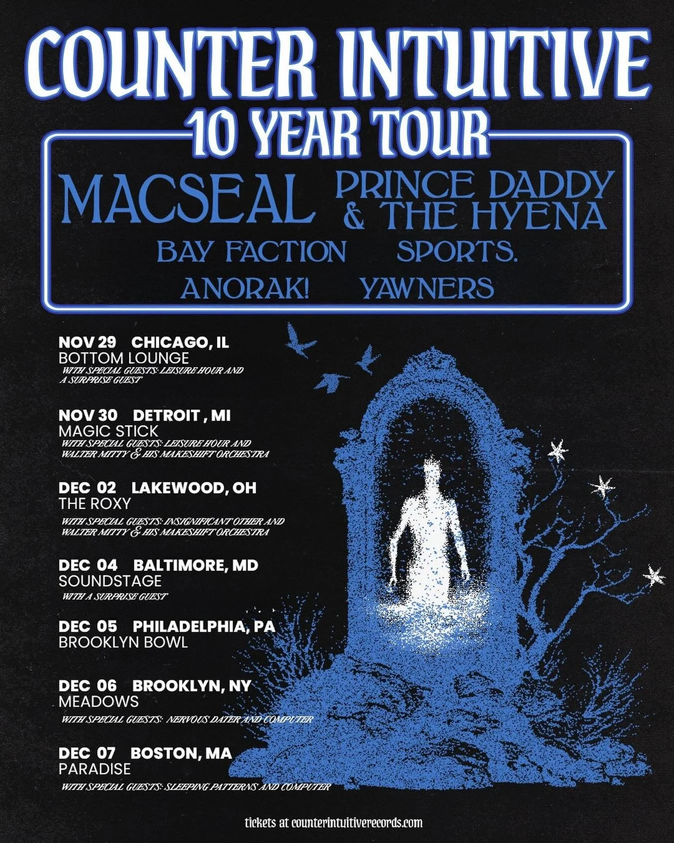 We leave for this absolutely stacked tour on Saturday! We can not wait to share the stage with @macsealband for the first time and hang out with our old friends in @princedaddyandthehyena 

If you&rsquo;ve been wanting to catch us on the east coast p