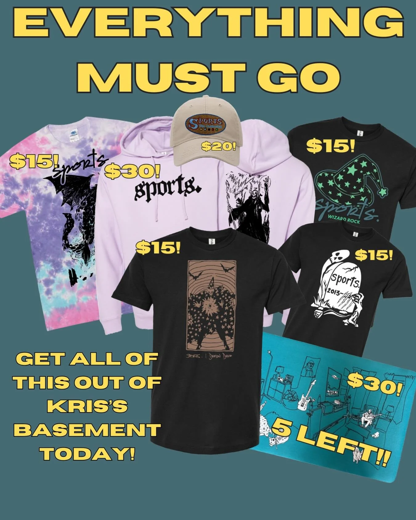 Webstore is hella on sale right now. Help us clean out to set up for some fun later this year maybe? Could be cool 😎 
Link in bio
.
.
.
#merch #emo #sale #demondaze #sportstheband