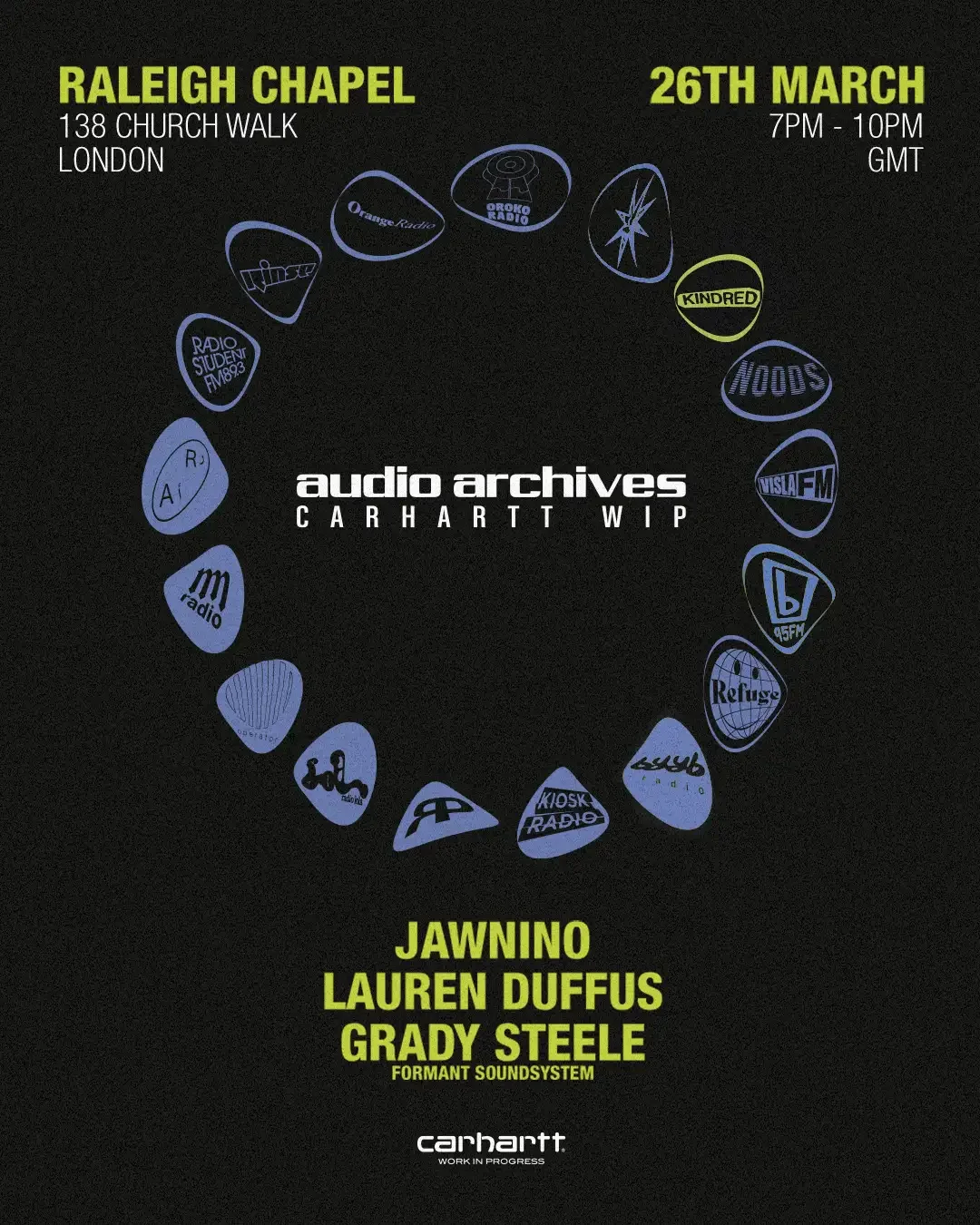 26/03 – Jawnino, Lauren Duffus + Grady Steele (KINDRED x Carhartt WIP)