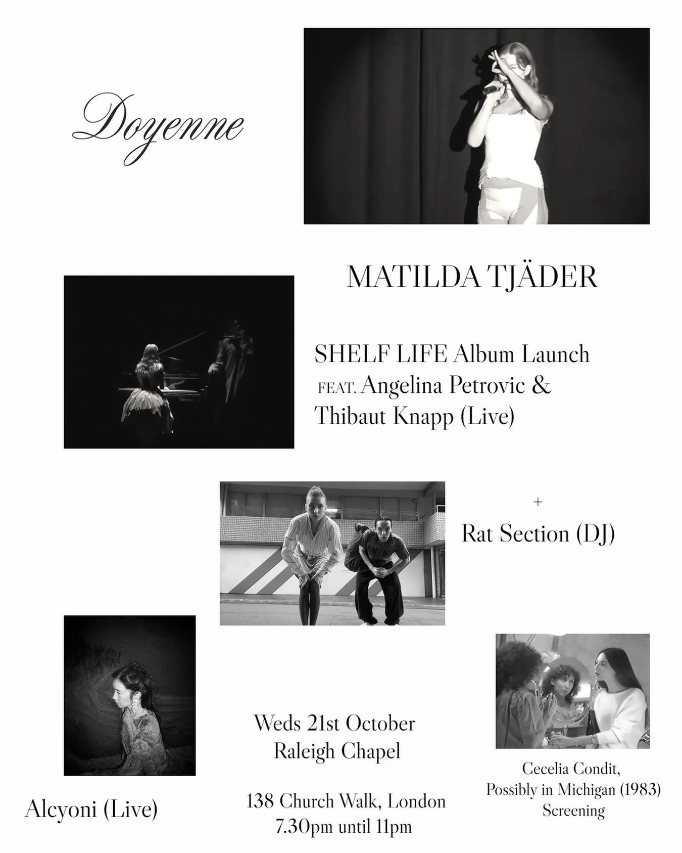 21/10 – Doyenne Books presents: Matilda Tjäder Album Launch + Rat Section (DJ) + Alcyoni 