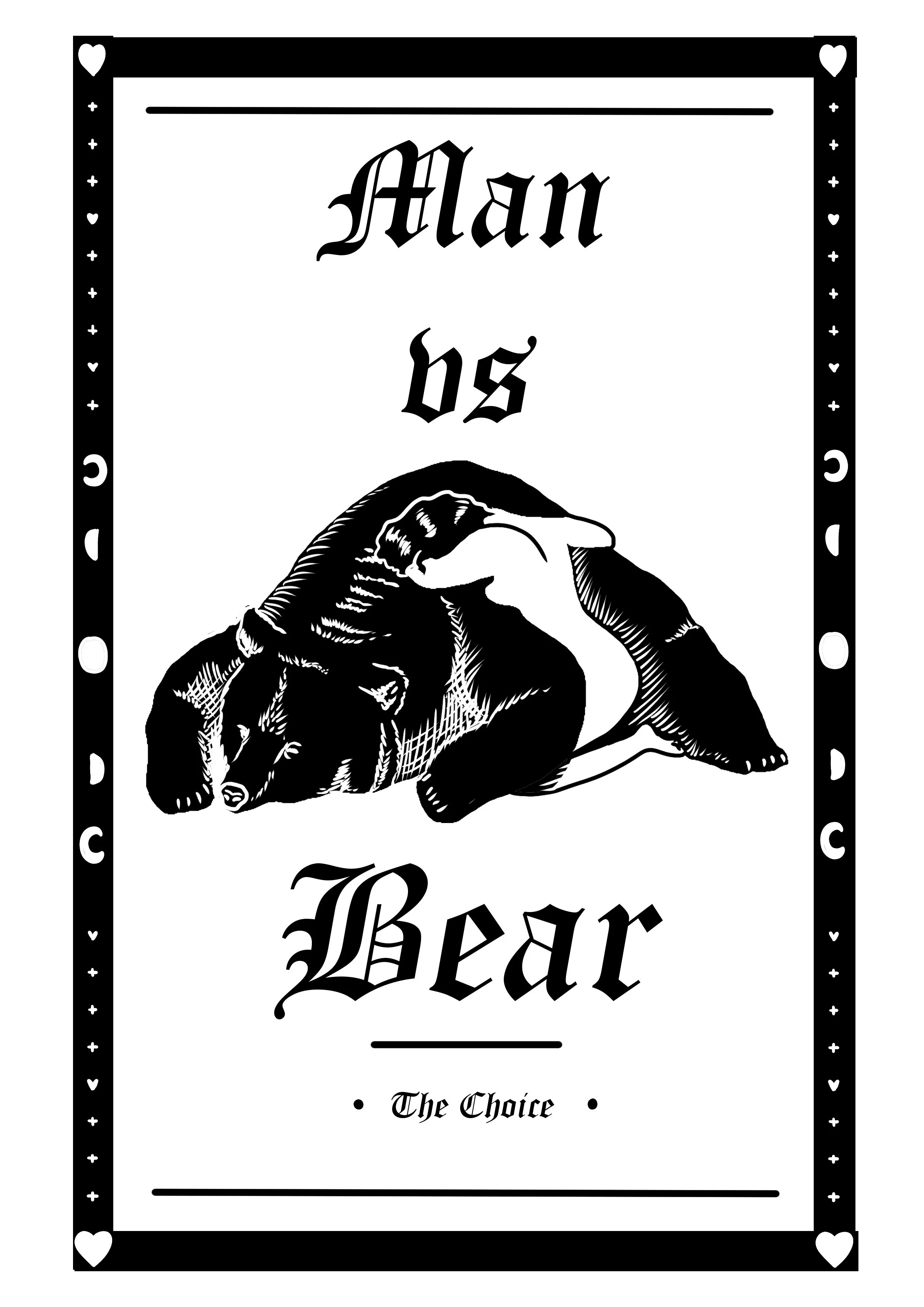 'Man vs Bear' lino cut tote bag.jpg