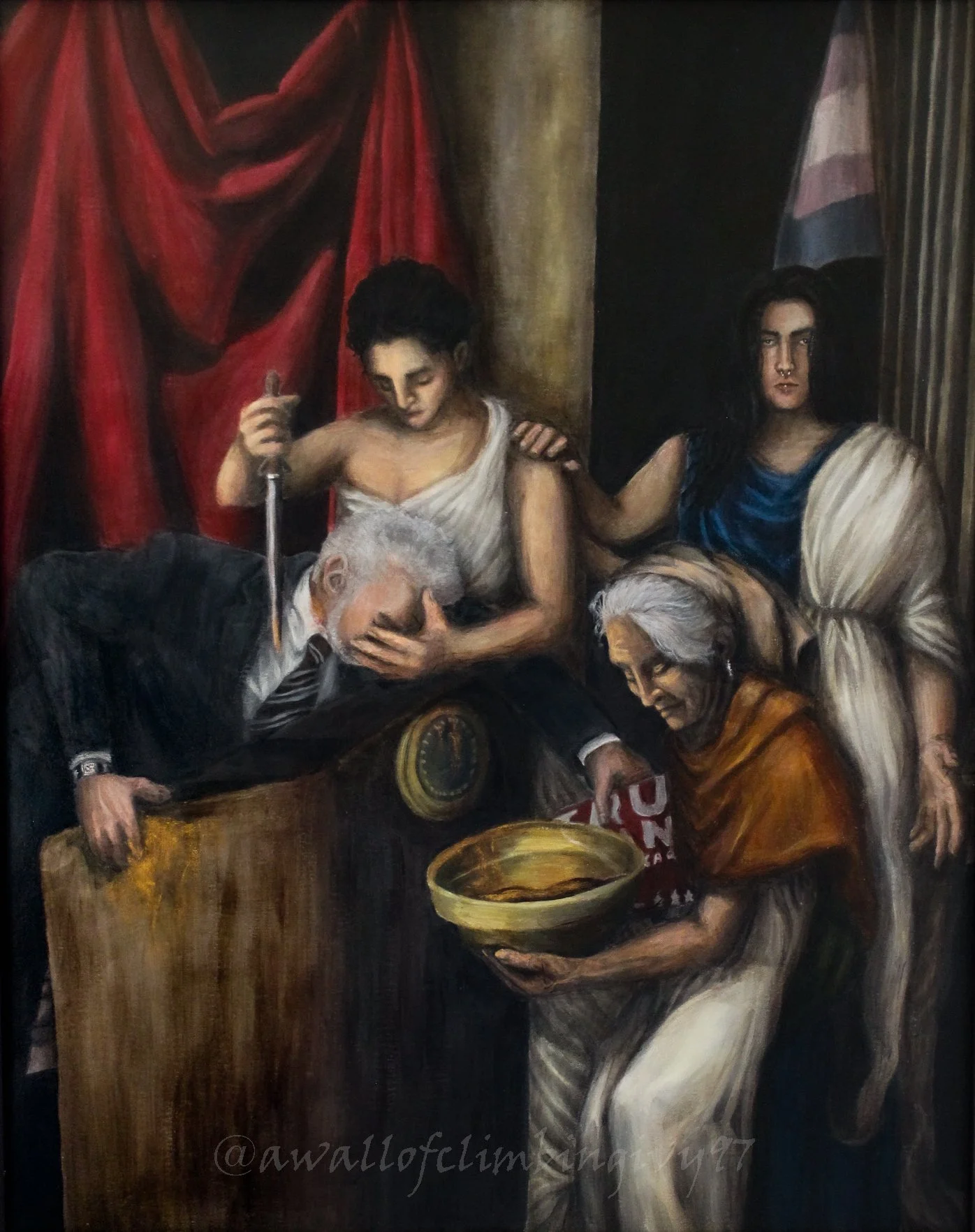 'The Coup d'etat of Midas' Painting - Acrylic on canvas with wood and plaster frame