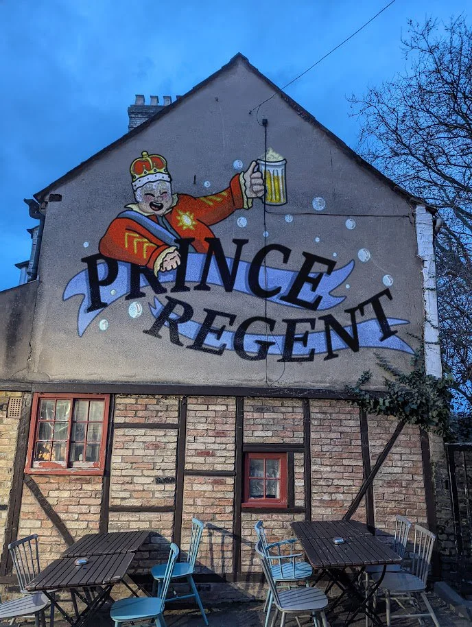 A wall mural mock up prompt for the pub 'The Prince Regent' in Cambridge, England