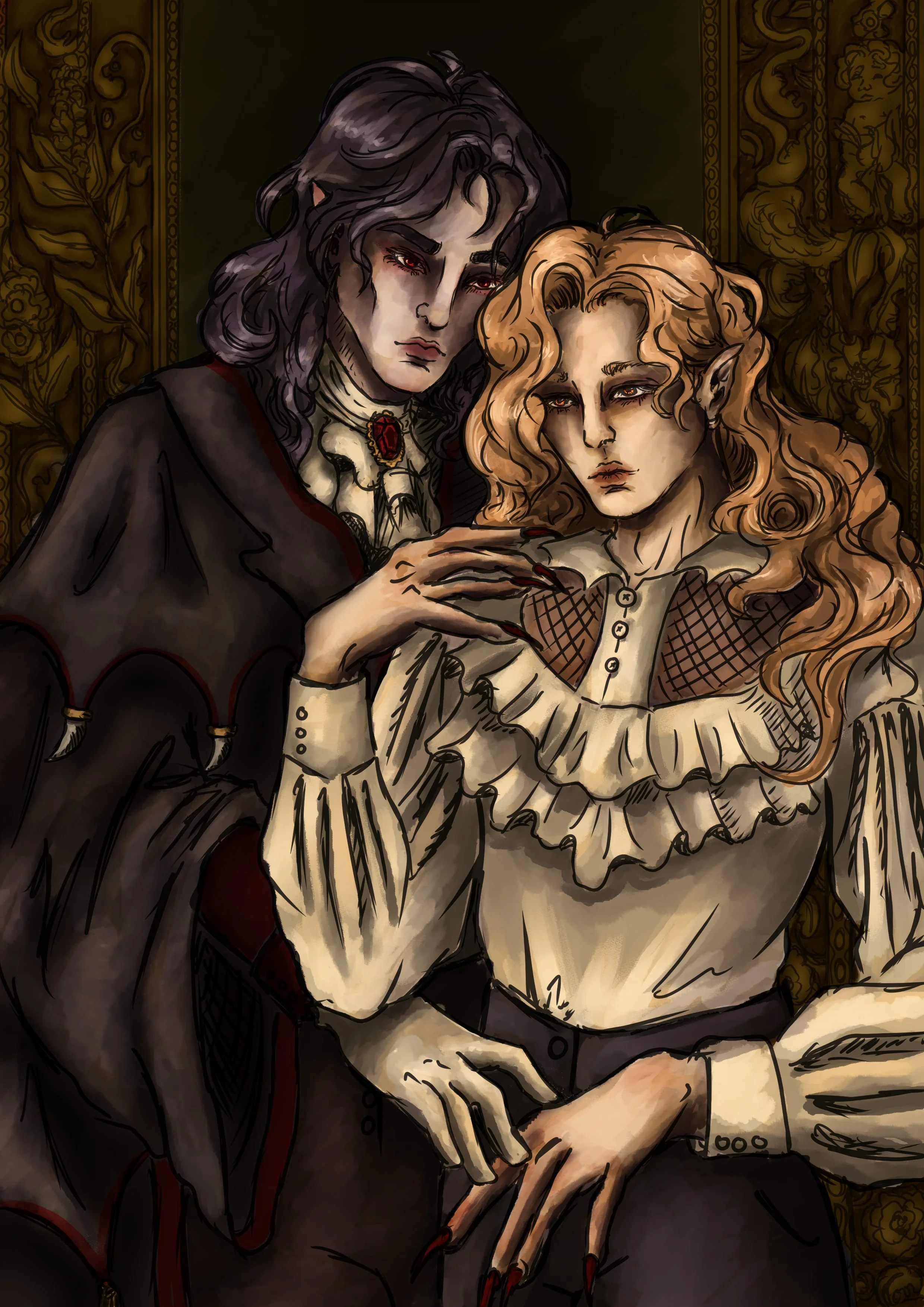 A digital commission featuring the clients’ OCs