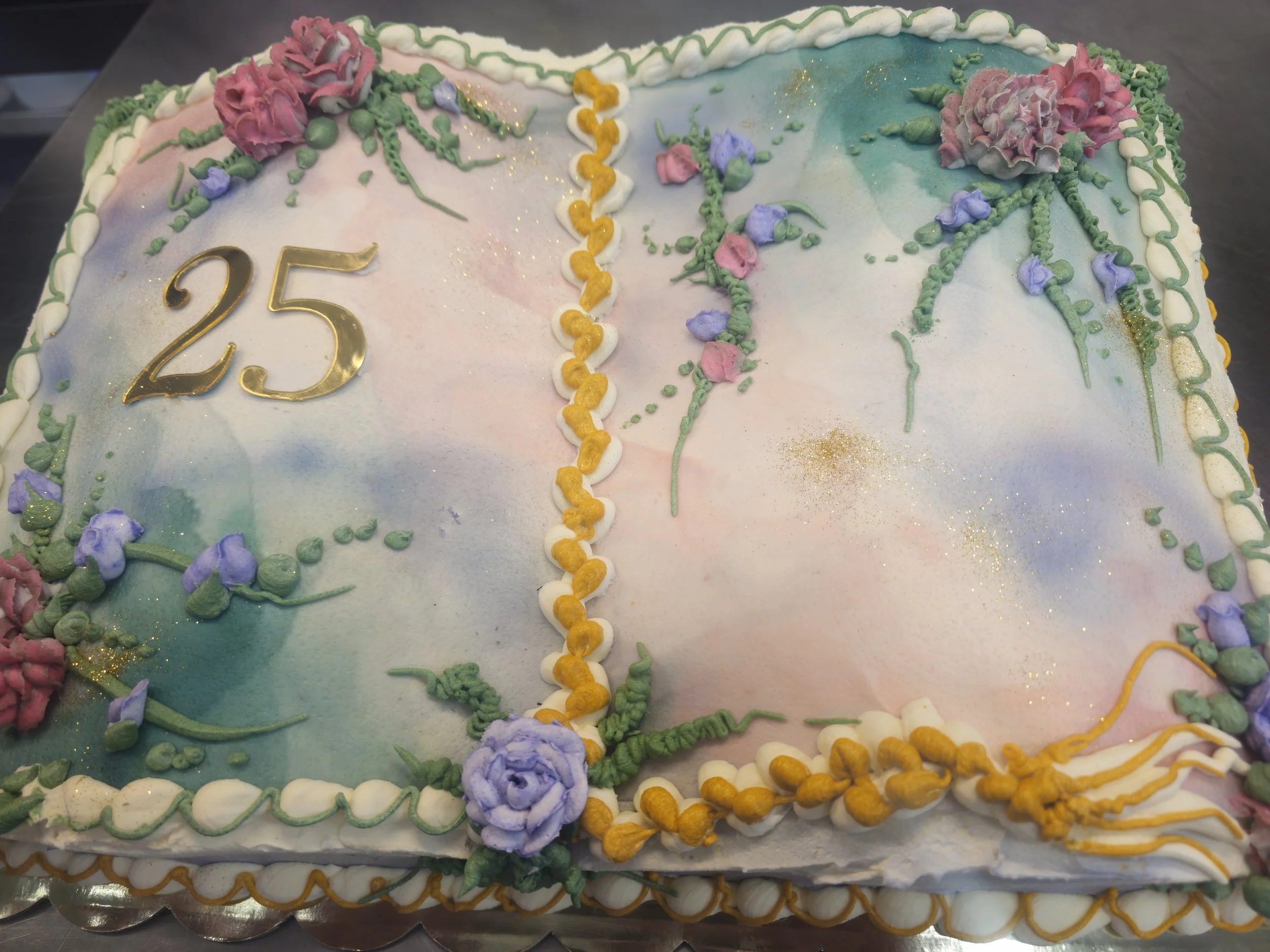 Sage Green Book Cake