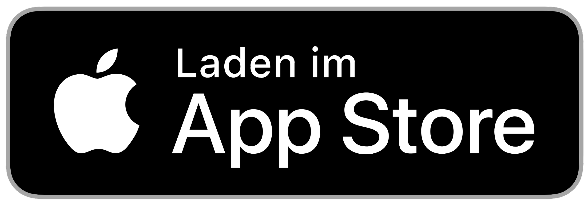 Schwarz-weißer Button mit Apple-Logo und der Aufschrift 'Laden im App Store'.