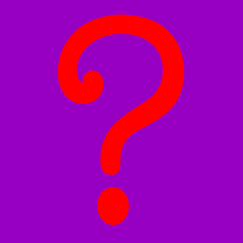 Red question mark on a purple background.