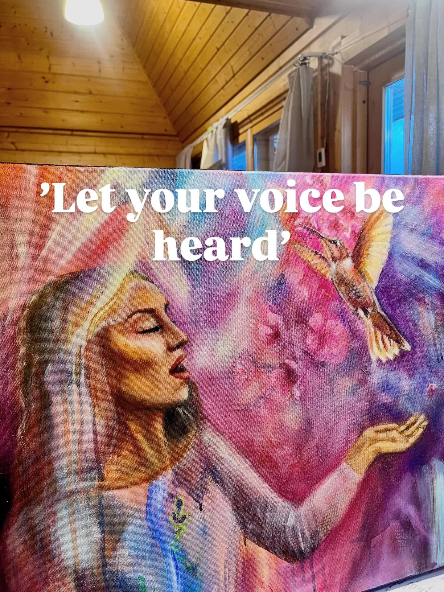Painting that I haven&rsquo;t introduced here yet. Only the process of it. 
But here it is☺️ &rsquo;Let your voice be heard&rsquo; (&rsquo;Anna &auml;&auml;nesi kuulua&rsquo;). This is both meant in speaking up, raising your voice, as about singing t