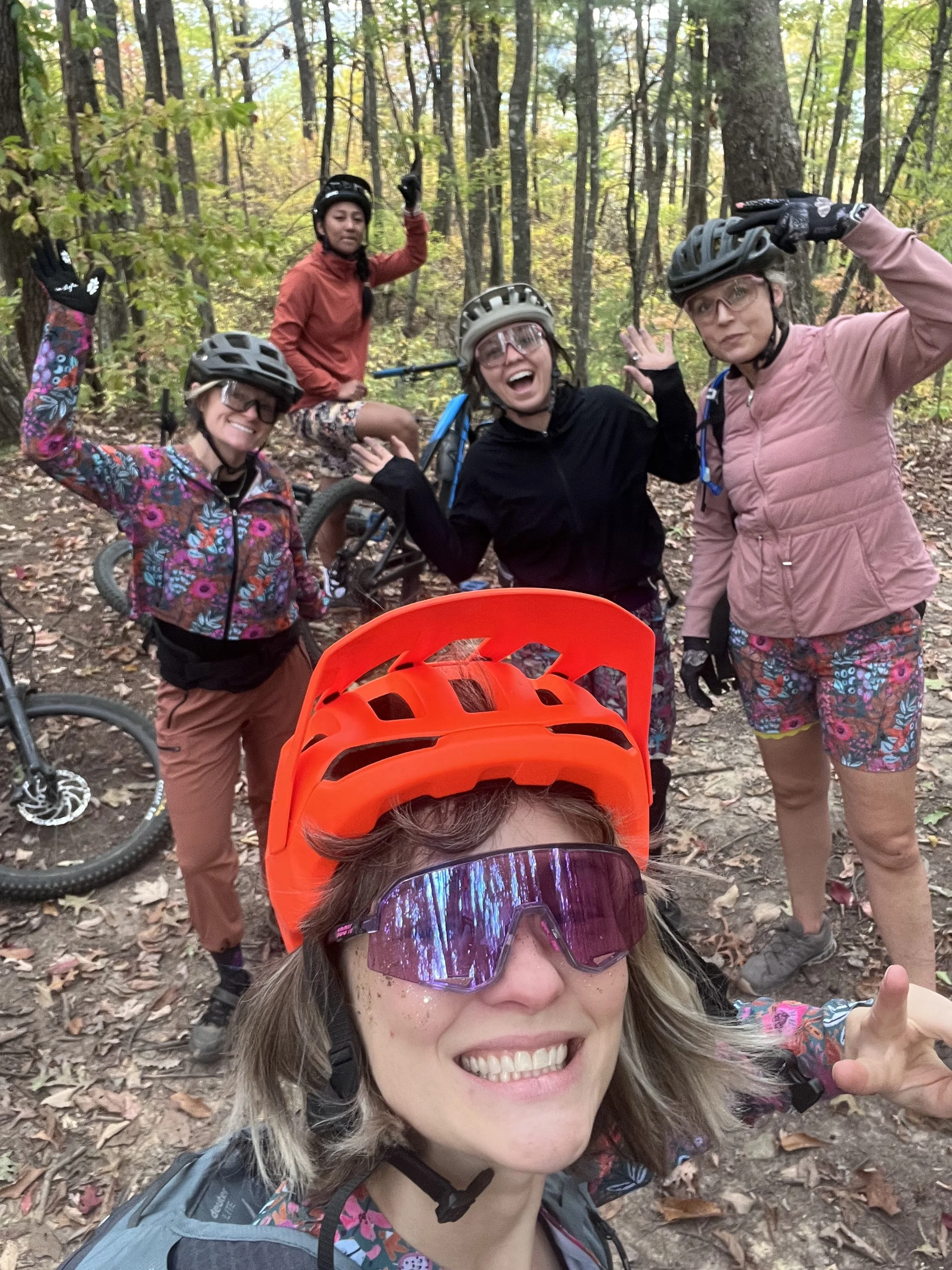 SHREDLY and Delaney riding bikes at Mulberry Gap
