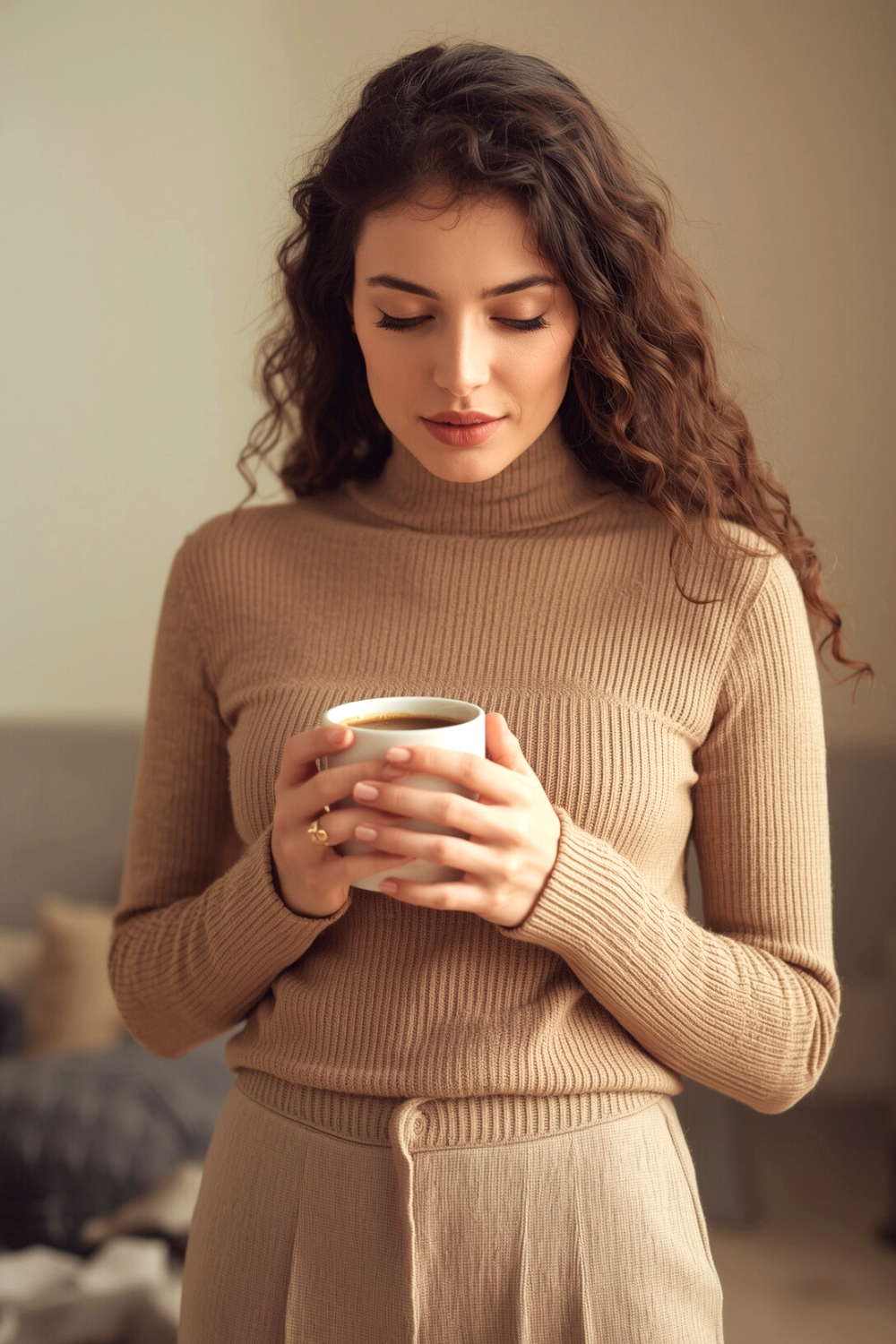 a knit set in a soft oatmeal colour