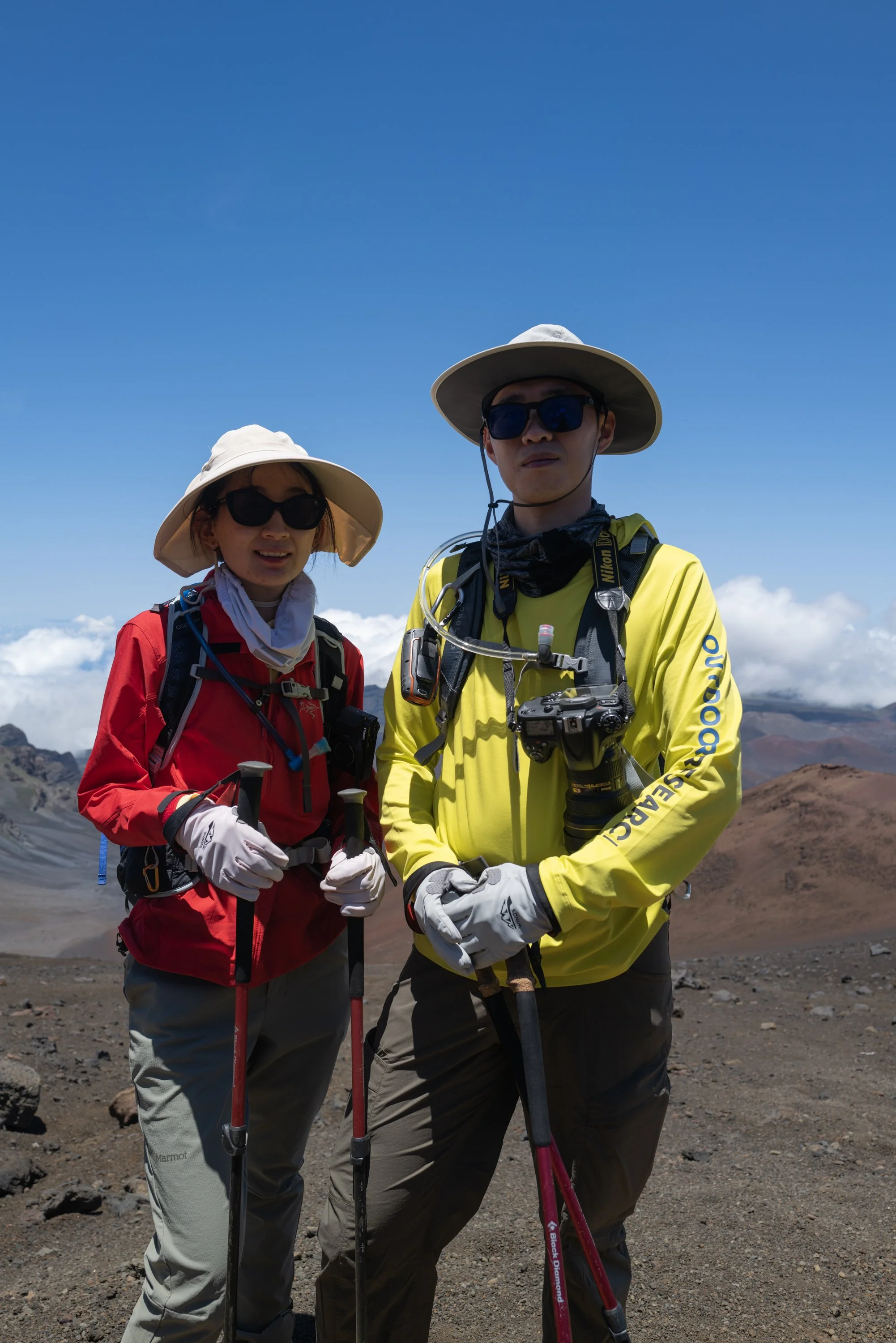 Hikers in the crater
