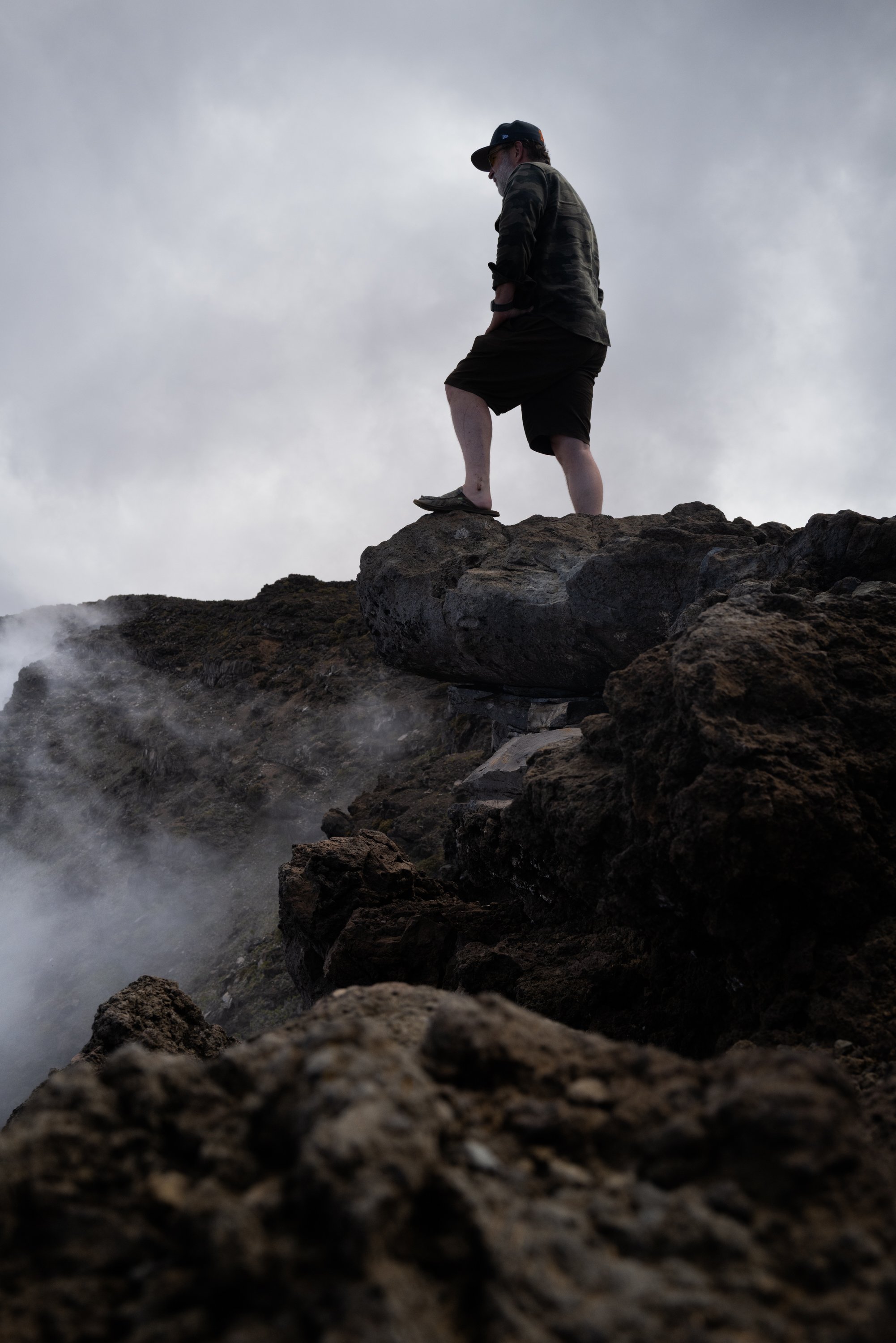 Our first of three visits to the summit the crater was obscured by cloud cover