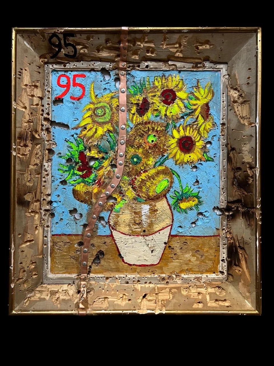 Joris GHILINI
&laquo;&nbsp;The sunflowers&nbsp;&raquo;
Peinture sur bois et m&eacute;tal dans son coffrage en plexiglas
2026

#artcontemporain #master #vangogh #tournesols #art