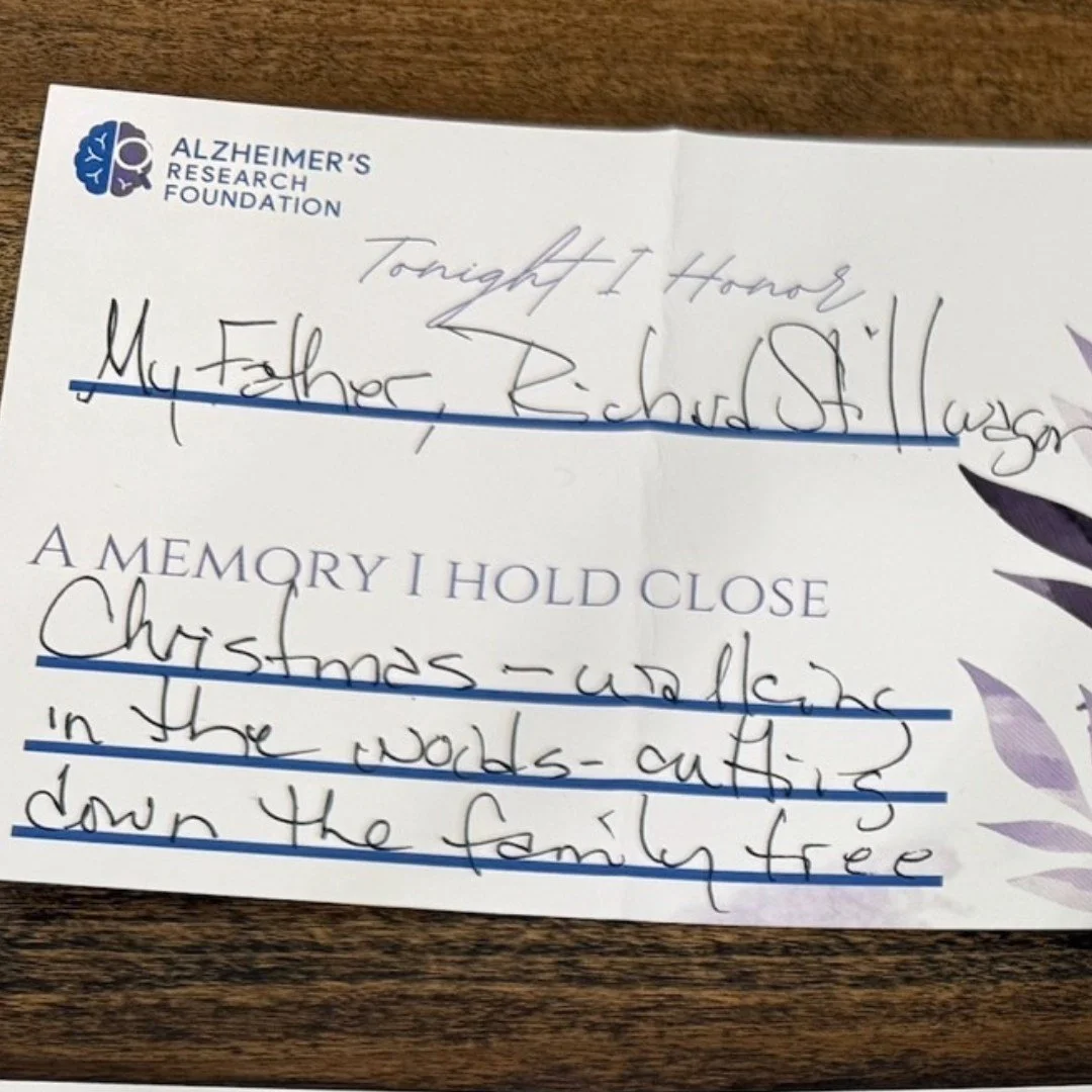 At a recent event, we invited guests to pause, reflect, and remember. 💜 Together, we filled cards with the names and stories of loved ones impacted by Alzheimer&rsquo;s&mdash;each one a powerful reminder of why this work matters so deeply. In the we