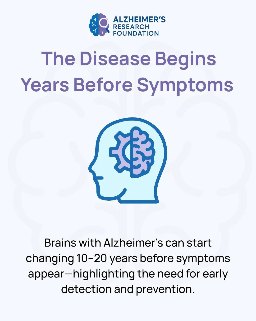 Alzheimer&rsquo;s begins long before memory loss. 🧠 Research shows the brain can start changing 10&ndash;20 years before symptoms appear &mdash; highlighting the need for early detection and prevention. Every breakthrough begins with a question. Eve