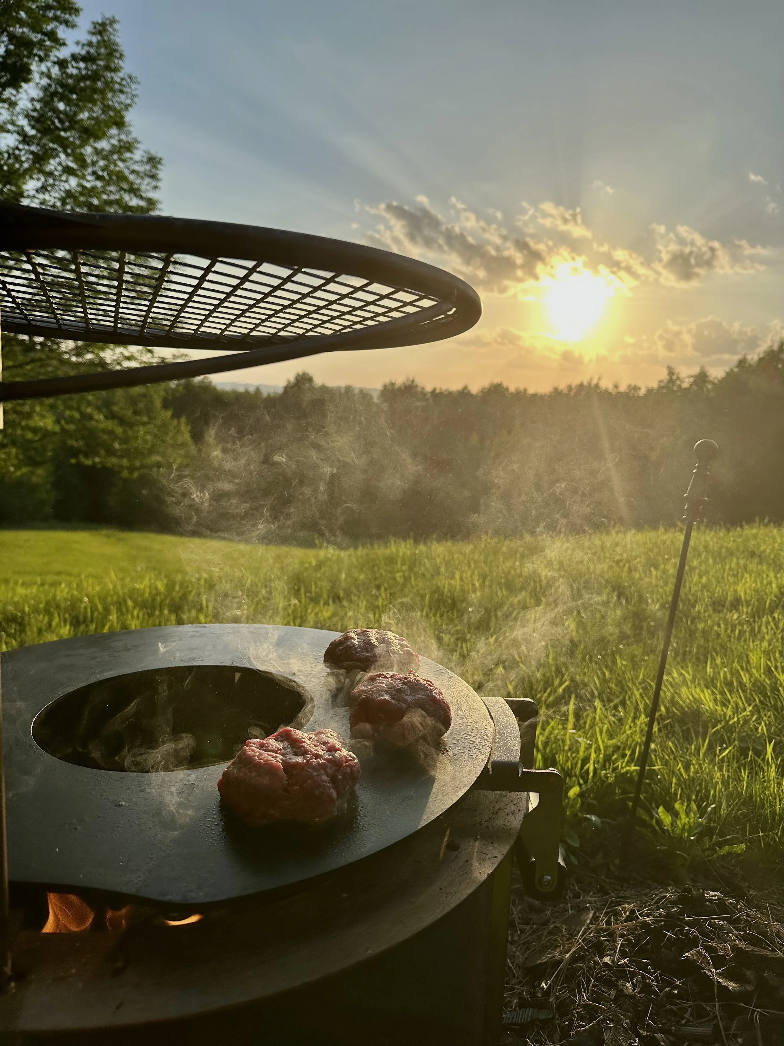 BREEO firepit with cowboy grill at cabincabin