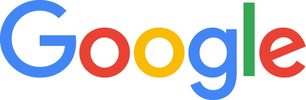 Google logo with multicolored letters on a white background.