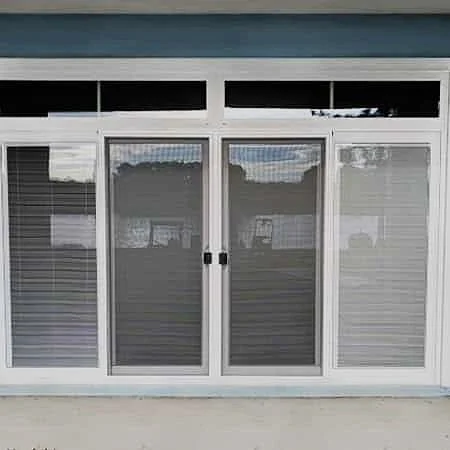 New sliding glass door with transoms
