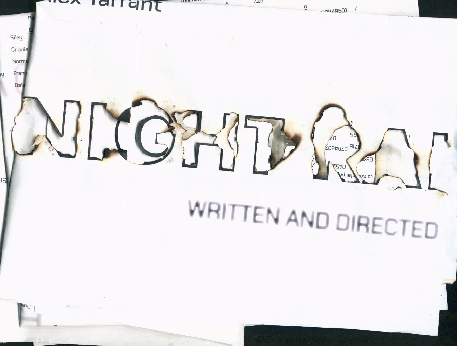 "Nightraiders" burnt typeface