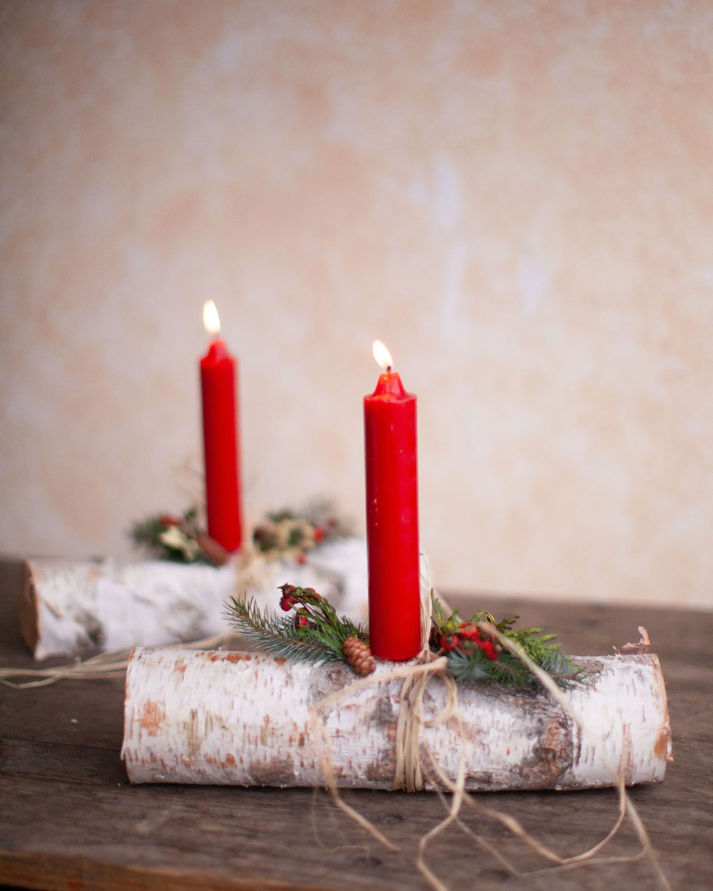 Yule Log Centerpiece With Everyday Flowers