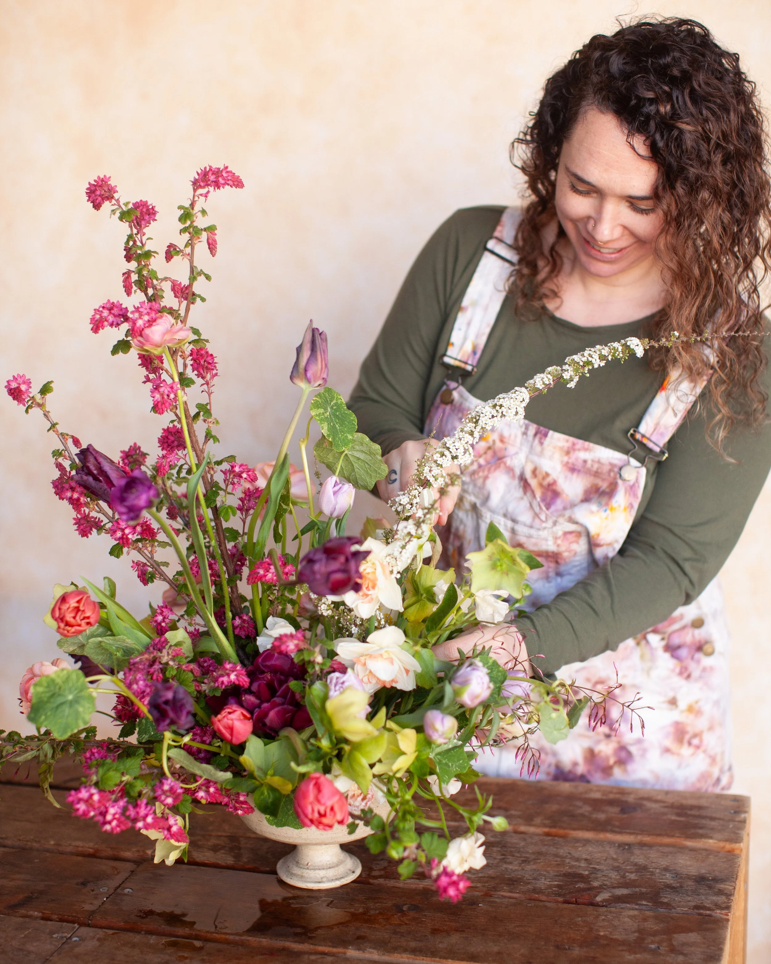 Spring Centerpiece with Goldenrod Floral Design