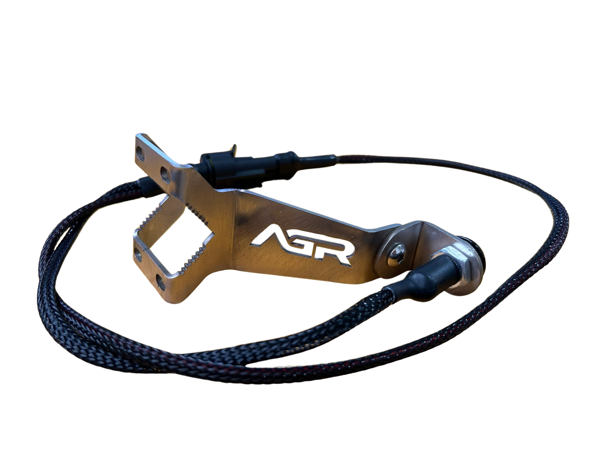 Cabo de embreagem esportivo de alta performance com mangueira trançada, suporte de metal com logo AGTR.