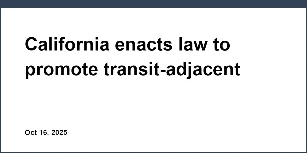 California enacts law to promote transit-adjacent multifamily housing construction