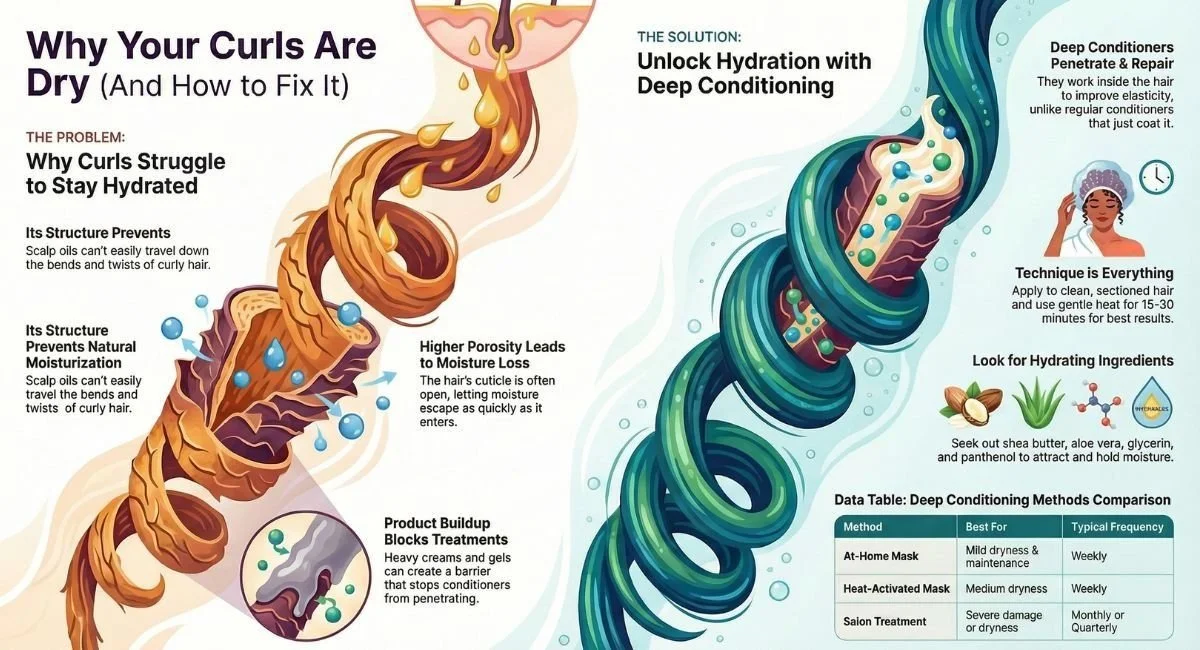 Deep Conditioning for Curly Hair: Why Your Curls Stay Dry and How to Fix It Properly