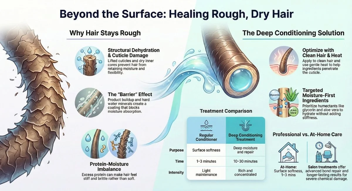 Deep Conditioning for Dry Hair: Why Your Hair Feels Rough Even After Conditioner