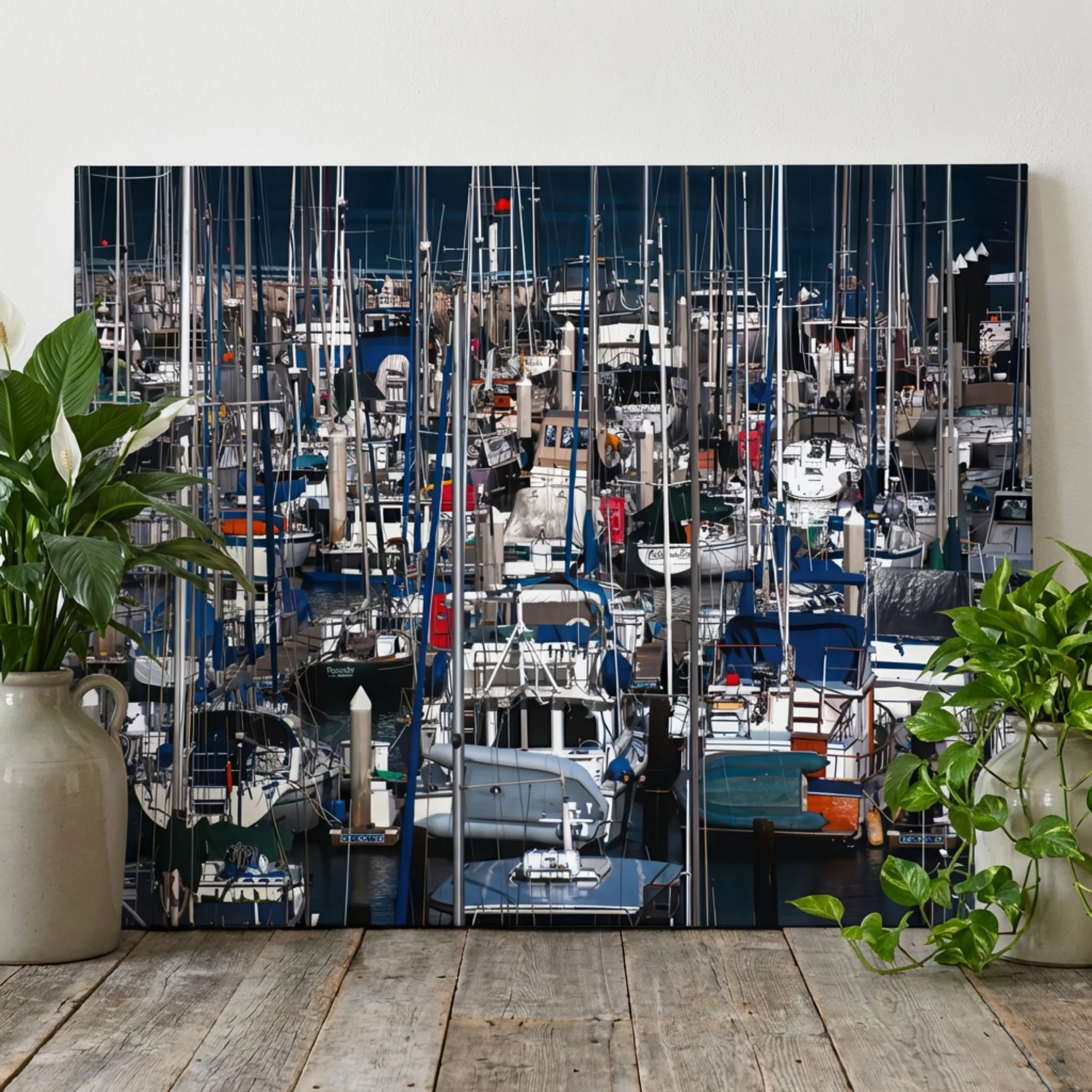 Santa Barbara Harbor - Canvas Print - Sailboat Marina Art