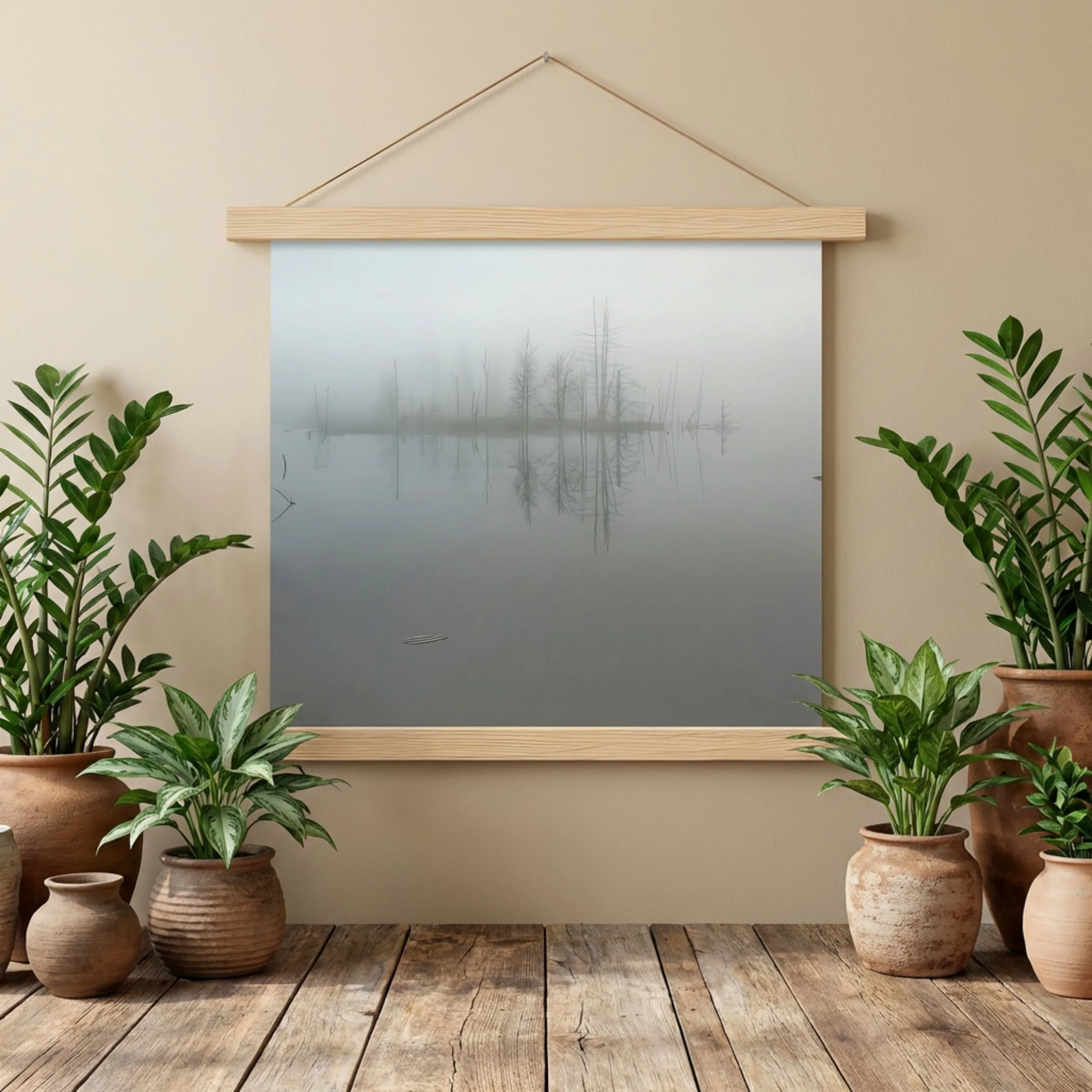 Misty Island - Poster with Hanger - Misty Lake Wall Art