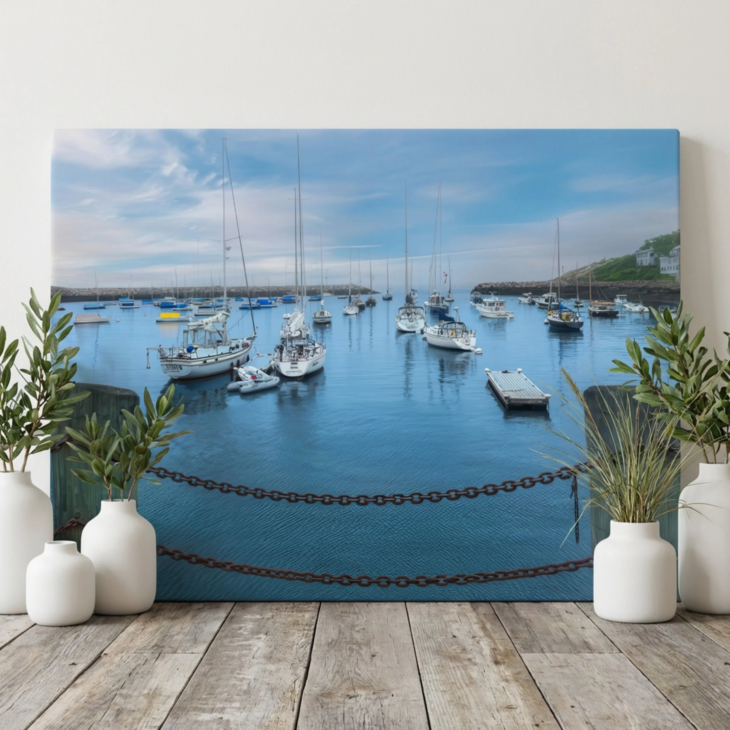 Rockport Harbor - Canvas Print - Coastal Harbor Art