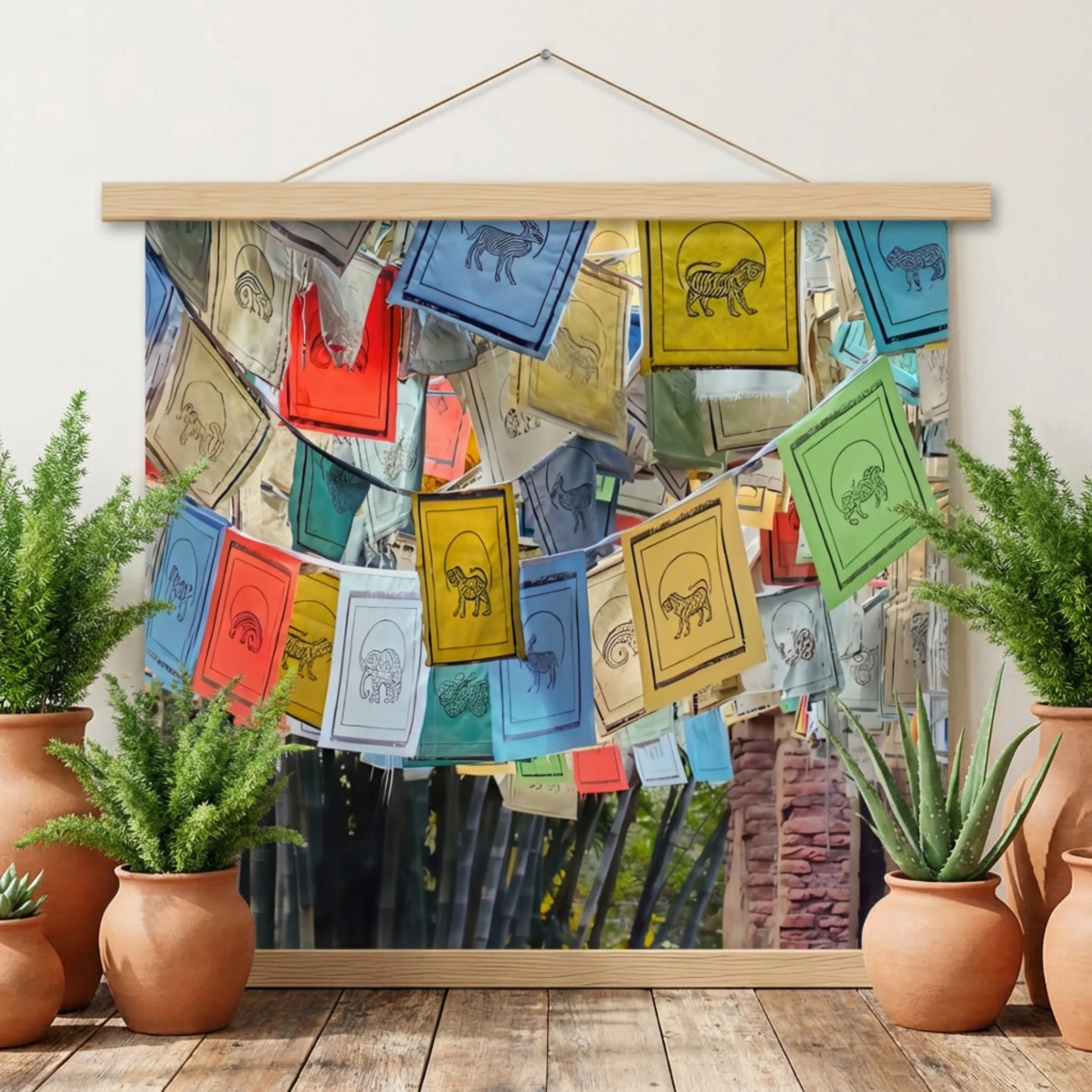 Tibetan Prayer Flags - Poster with hangers - Spiritual Wall Decor