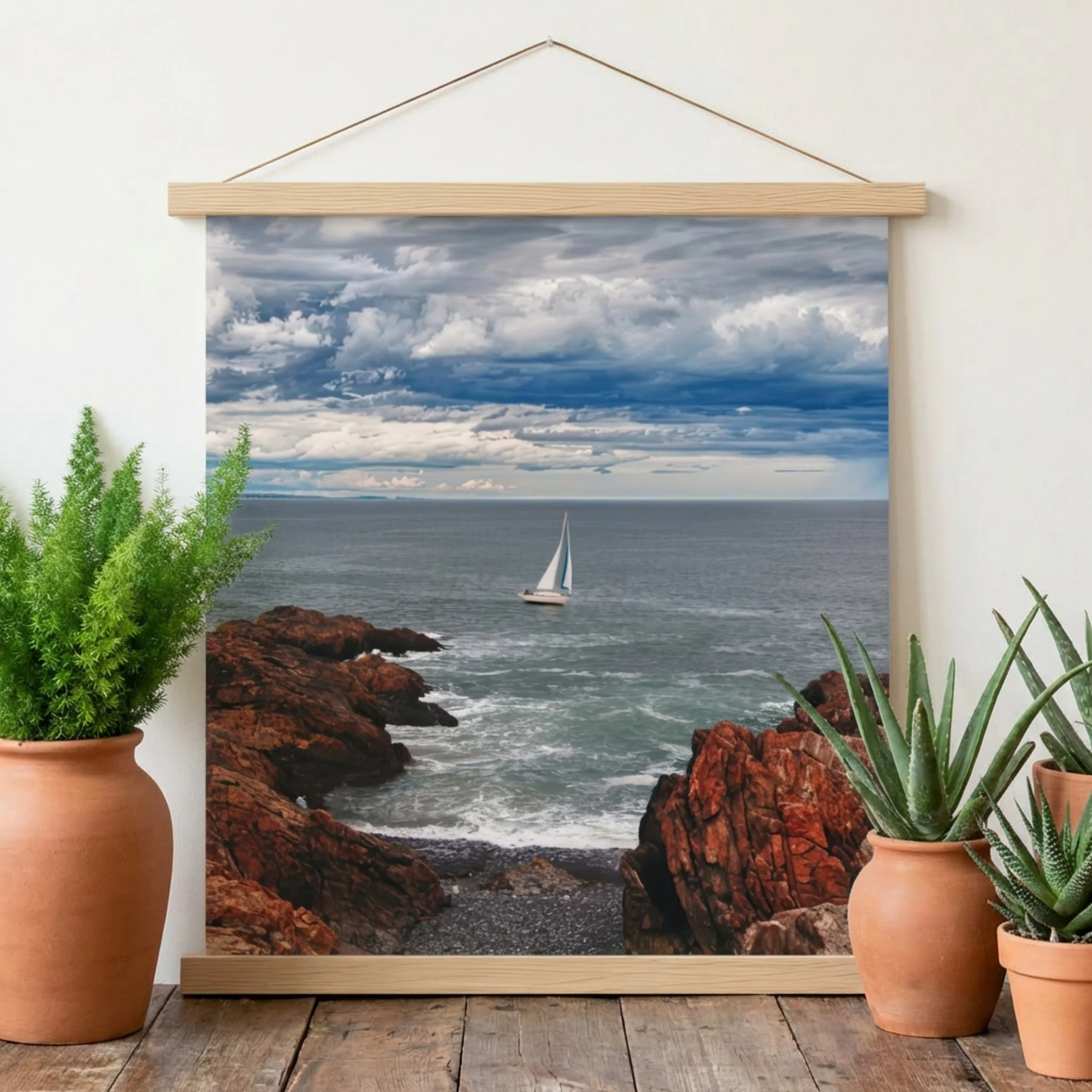 Impending Storm - Poster with Hanger - Coastal Sailboat Wall Art