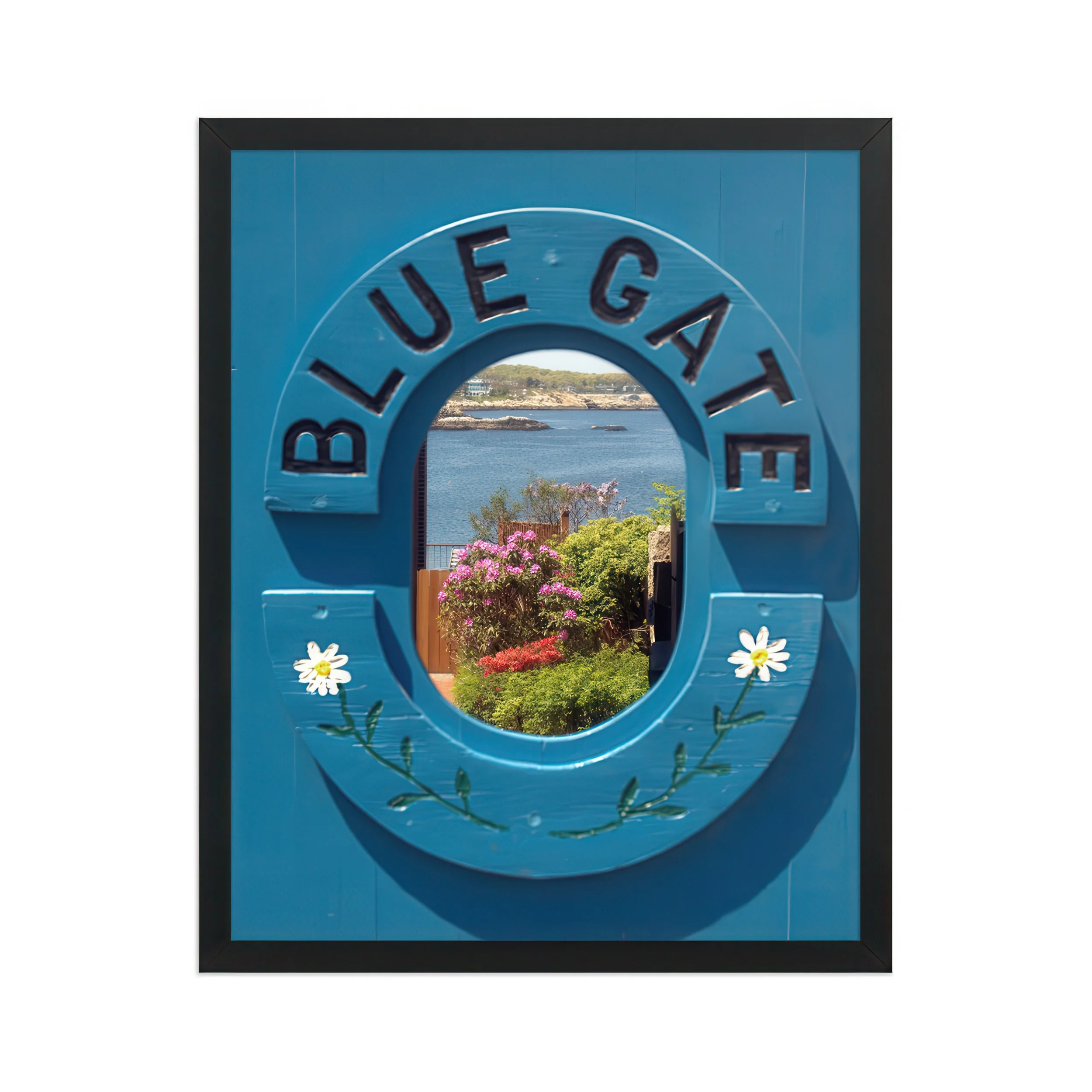 BEHIND THE BLUE GATE - Framed Seaside Portal