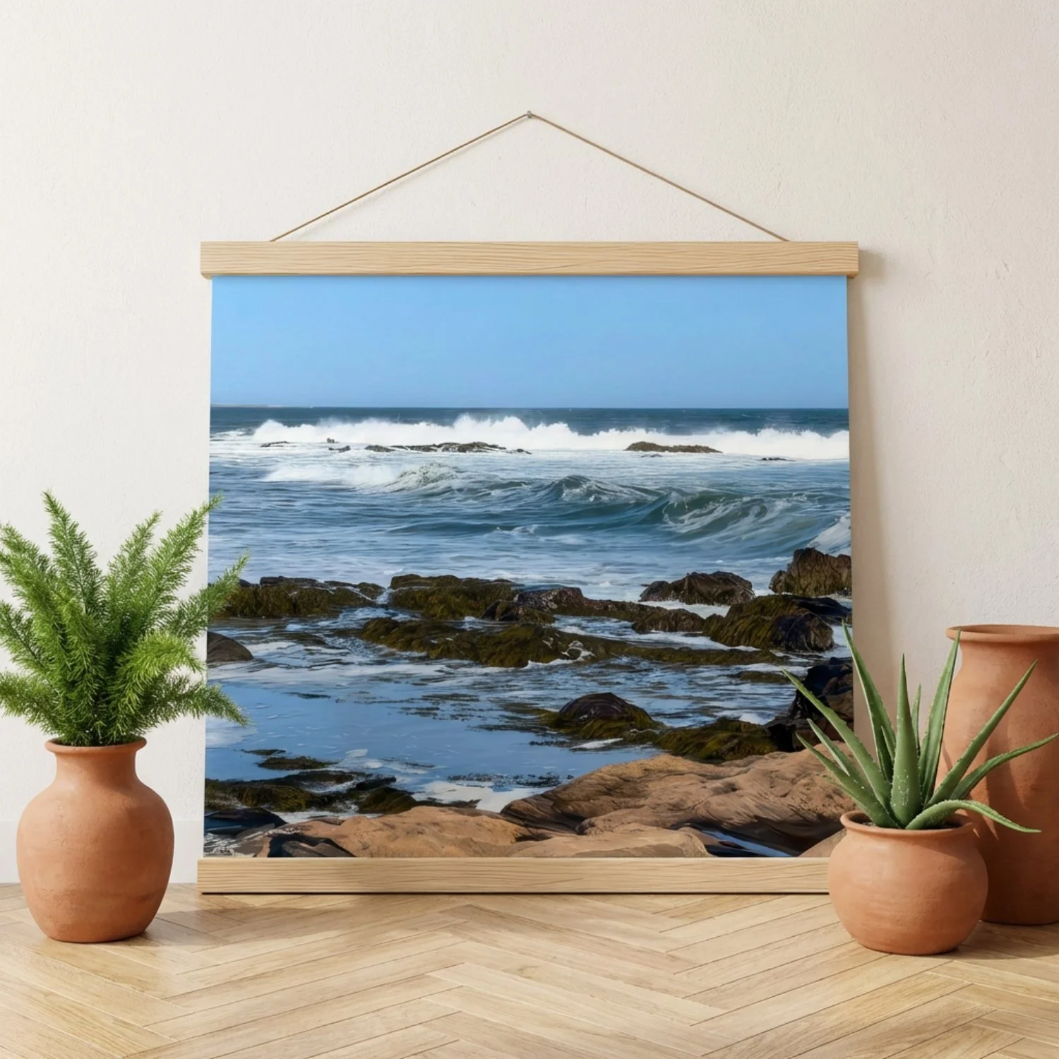 Bass Rocks Waves - Poster with Hanger - Coastal Ocean Art