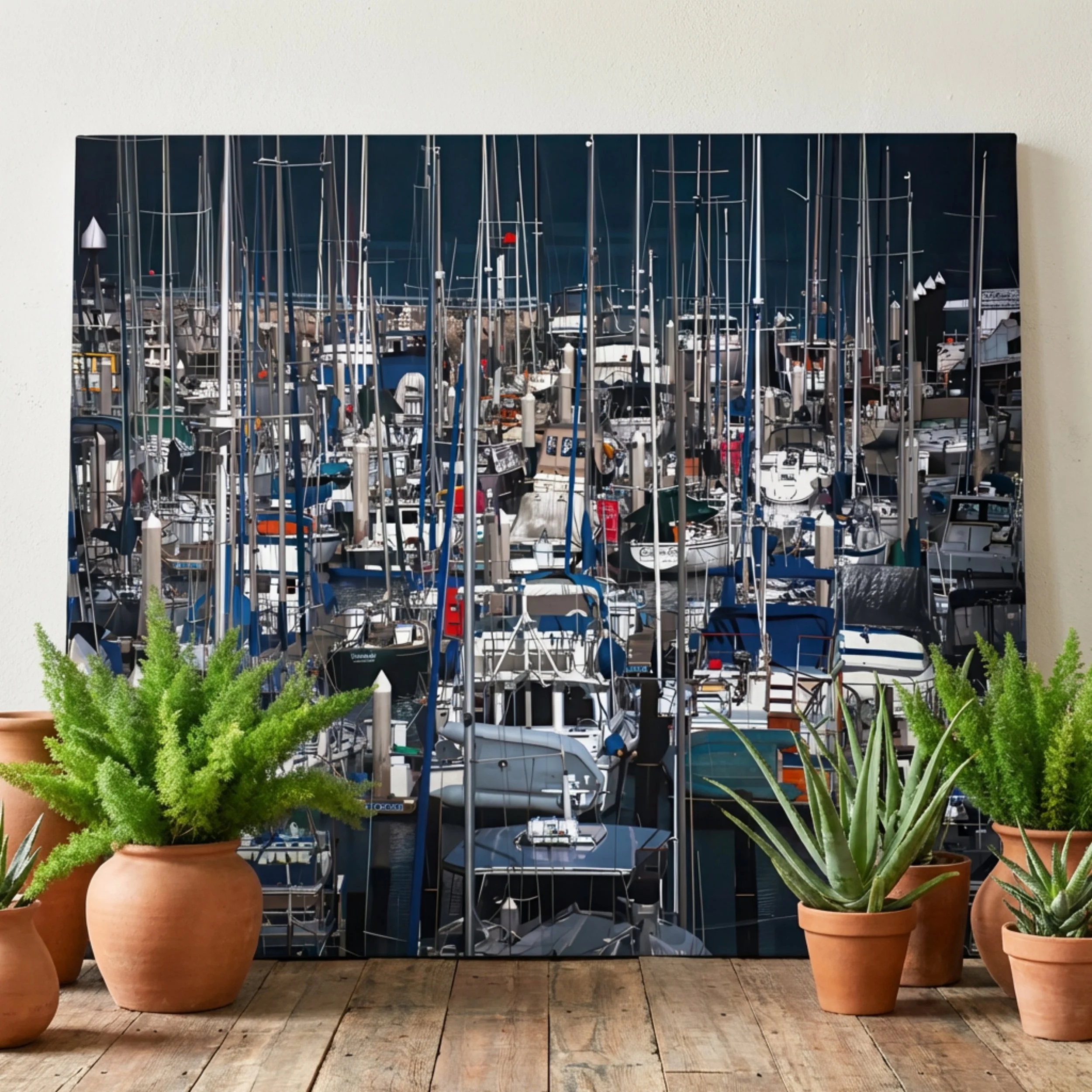 Santa Barbara Harbor - Metal Print - Sailboat Marina Art