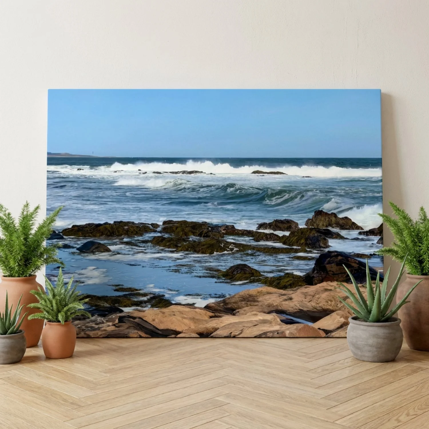 Bass Rocks Waves - Canvas Print - Coastal Ocean Art