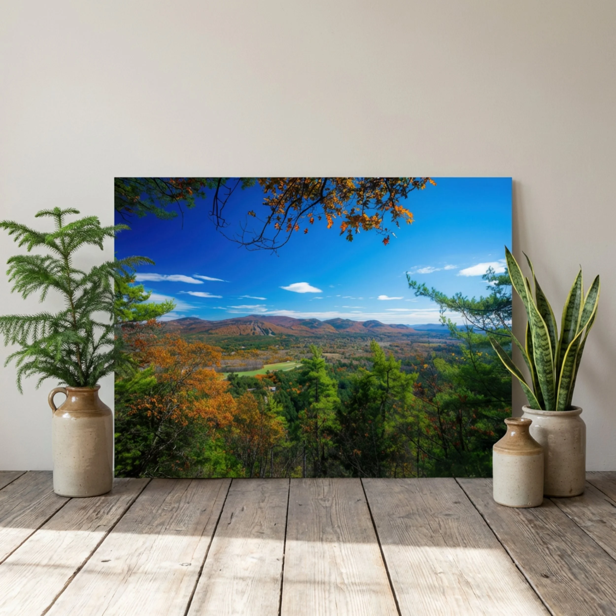 Peaked Mountain Lookout - Poster Wall Art - Autumn Mountain View