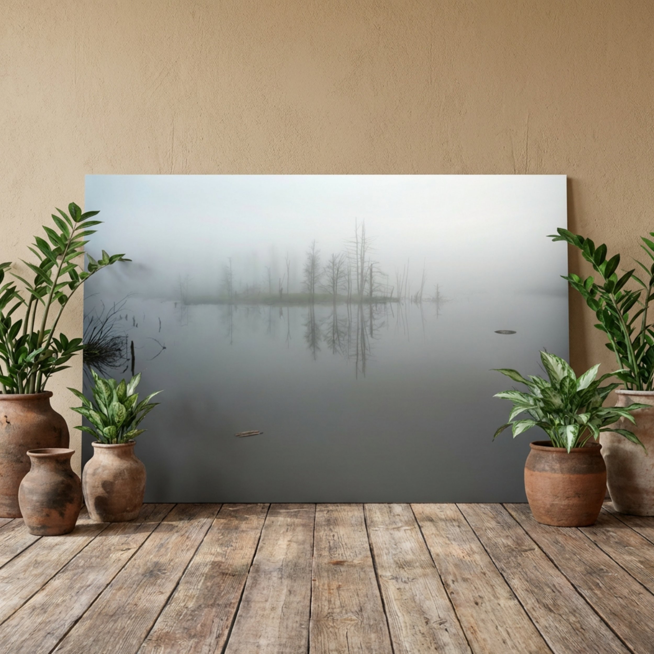 Misty Island - Canvas Print - Misty Lake Wall Art