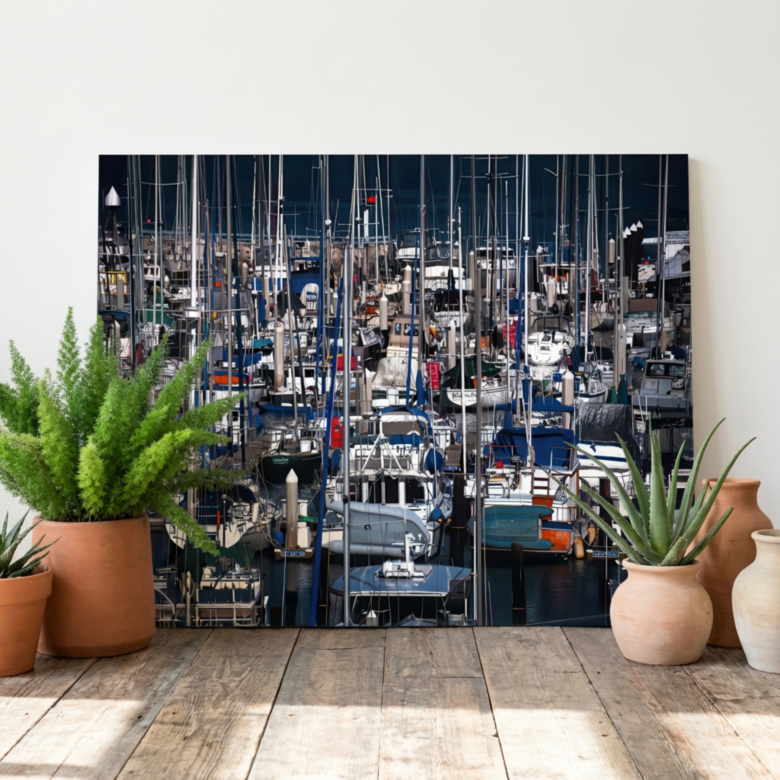 Santa Barbara Harbor - Poster Wall Art - Sailboat Marina Art