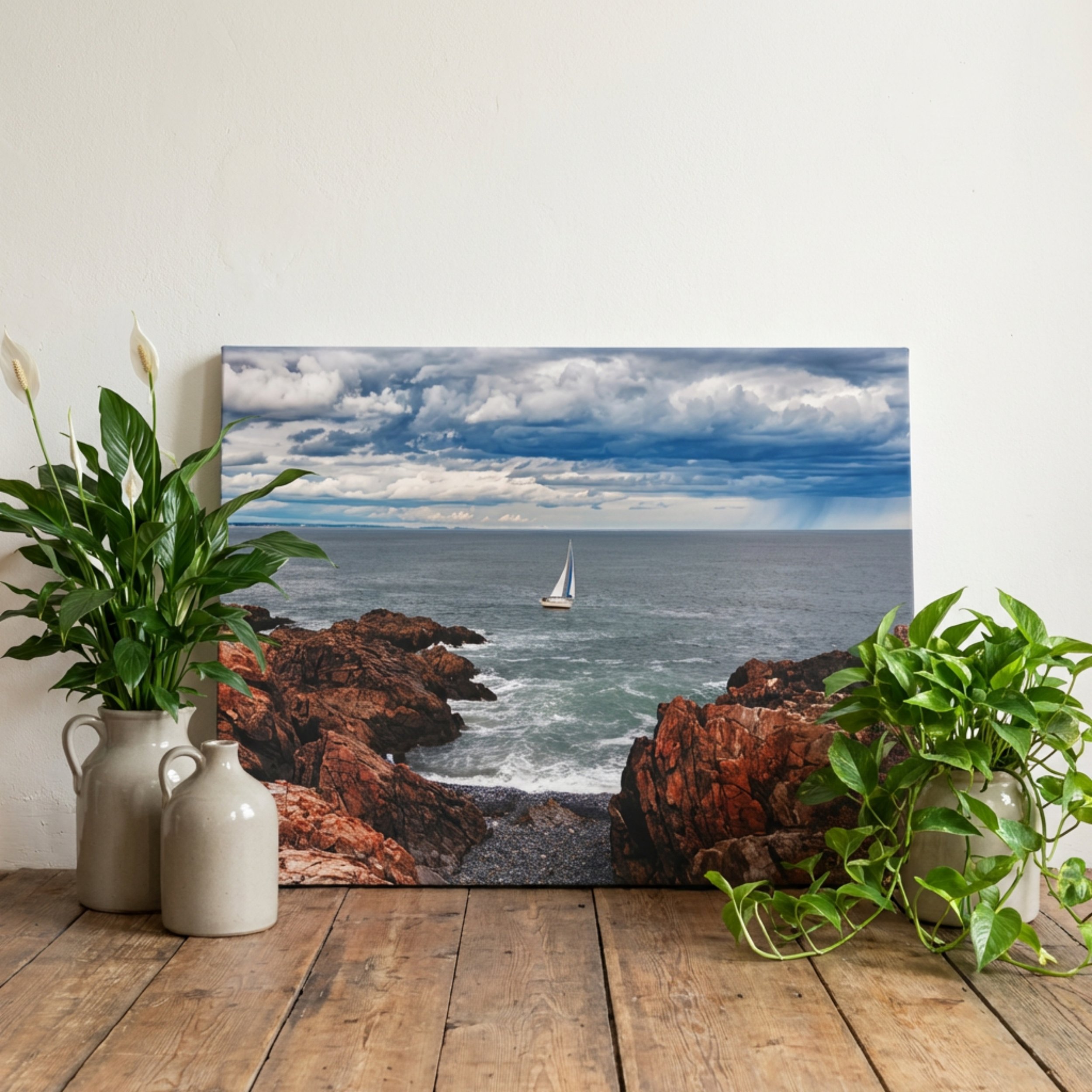 Impending Storm - Canvas Print - Coastal Sailboat Wall Art
