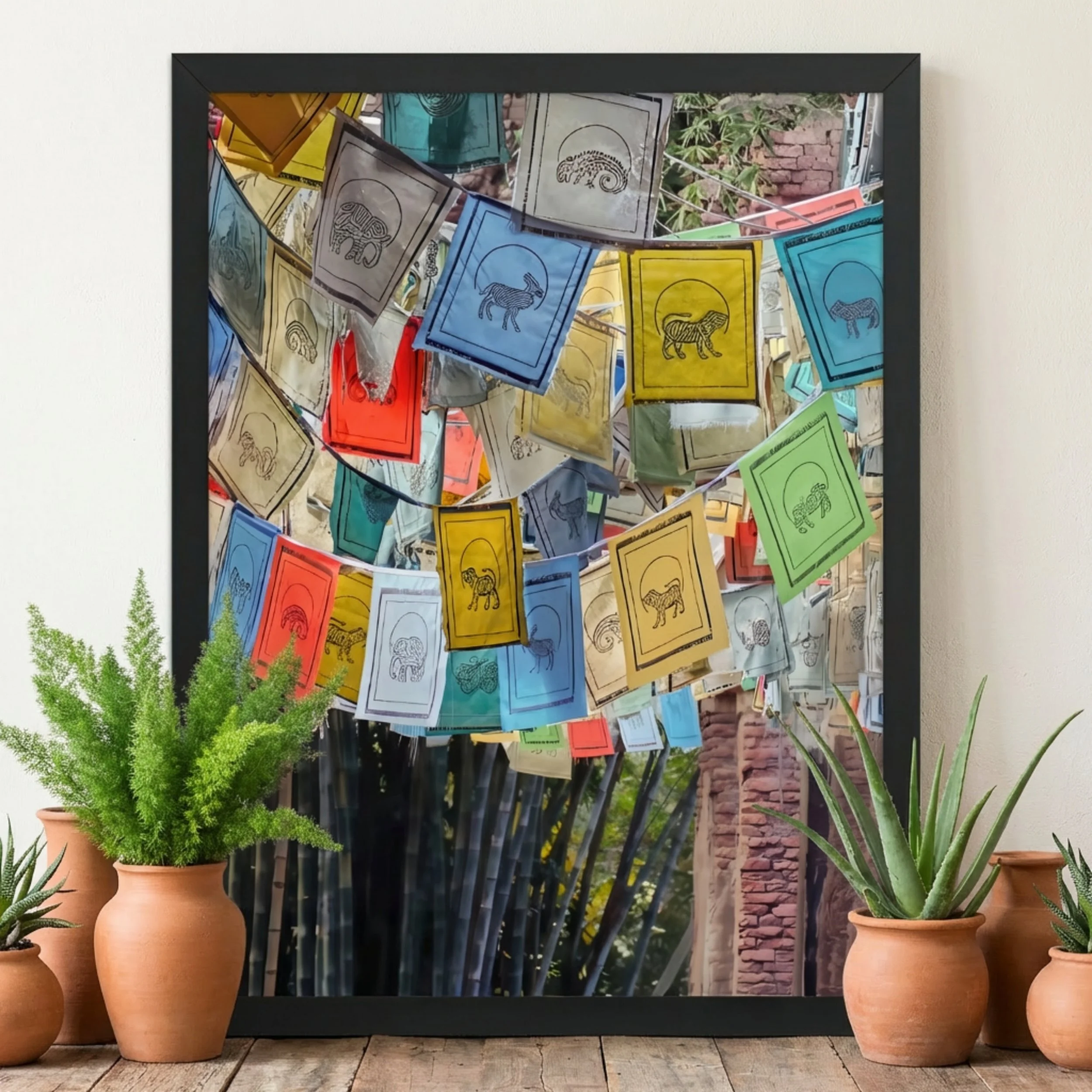 Tibetan Prayer Flags - Framed Print - Spiritual Wall Decor