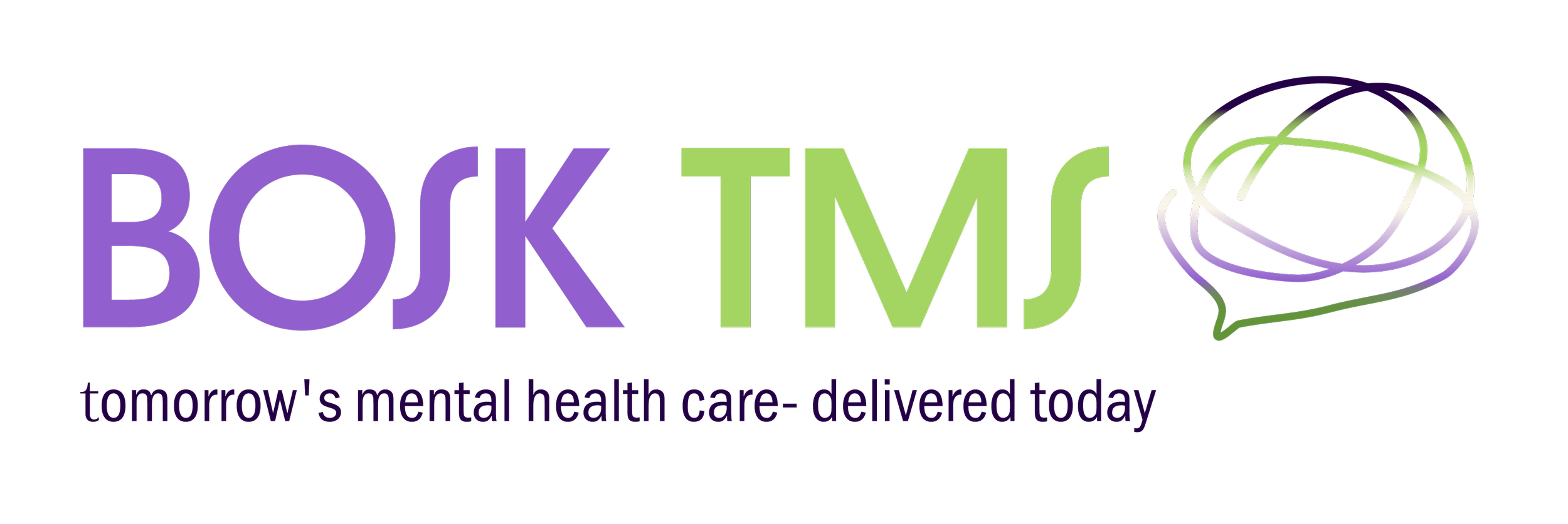 BOJK TMJ logo with purple and green text and a globe in a speech bubble, and the tagline 'tomorrow's mental health care- delivered today'