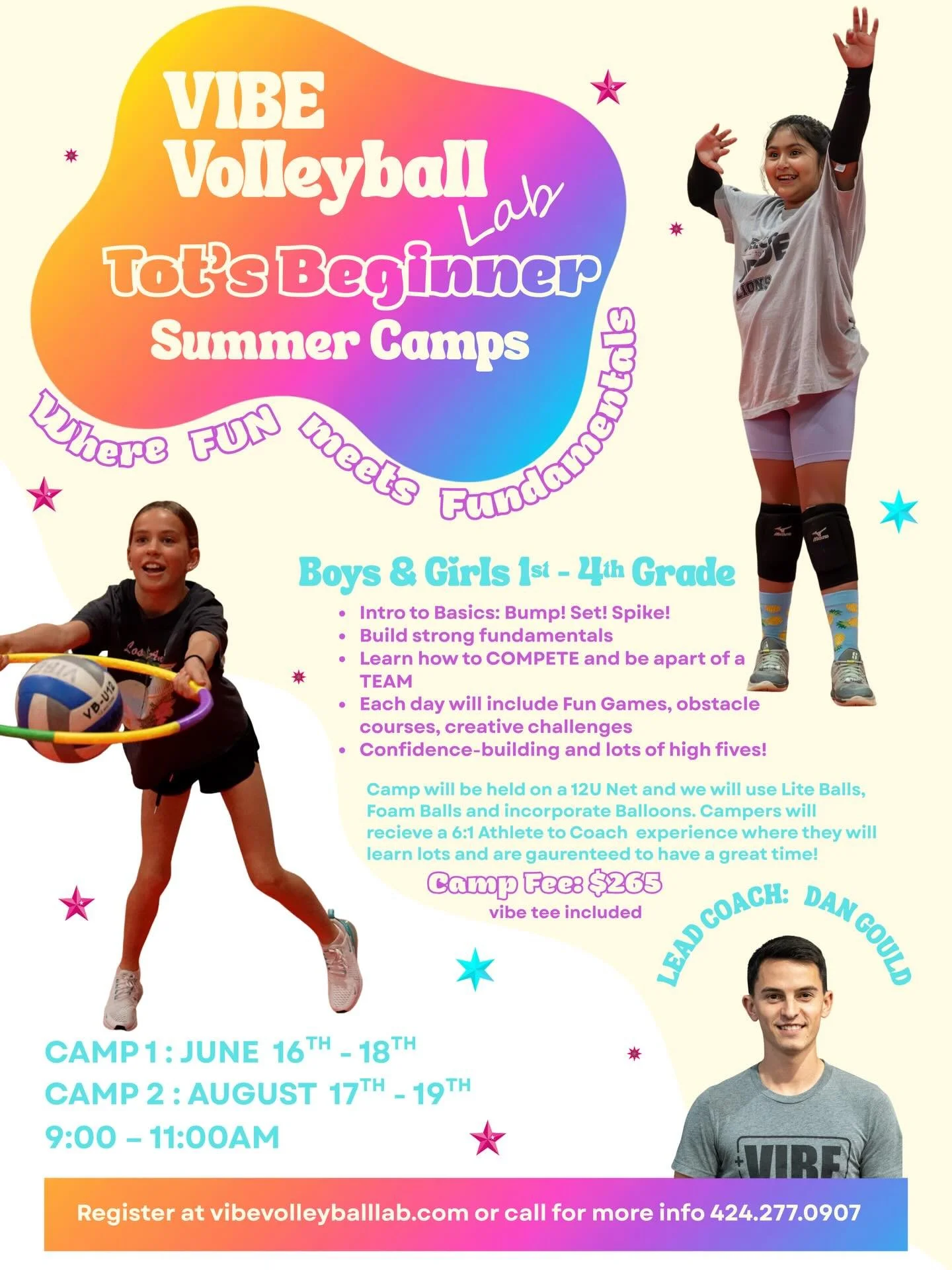 VIBE Tribe&hellip; Summer is coming and we are SO excited to announce that Coach Dan will be leading our TOT&rsquo;s Beginner Camps this summer. 🌺 

AND we will have TWO opportunities (June &amp; August) for you to join in on the FUN - WOOP WOOP! 🏐
