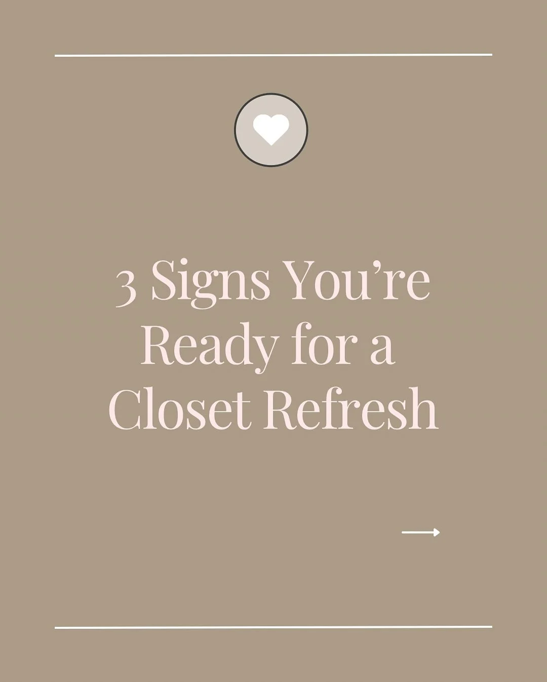👗 3 Signs You&rsquo;re Ready for a Closet Refresh 

✔️ You wear the same 3 outfits on repeat.
✔️ Nothing in your closet seems to go together.
✔️ Your life has changed&mdash;but your wardrobe hasn&rsquo;t.

This is where I come in&hellip; I help wome
