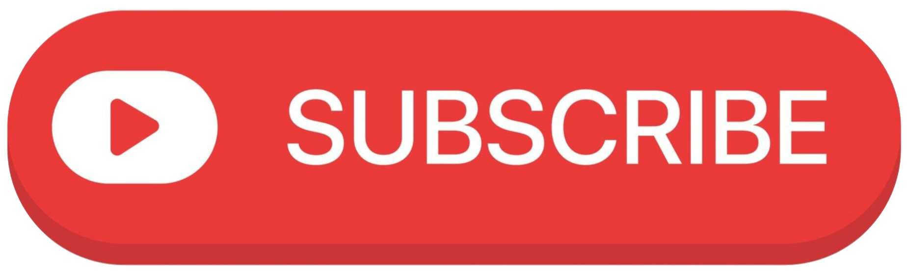 Red oval YouTube subscribe button with white play icon and white text 'SUBSCRIBE'.