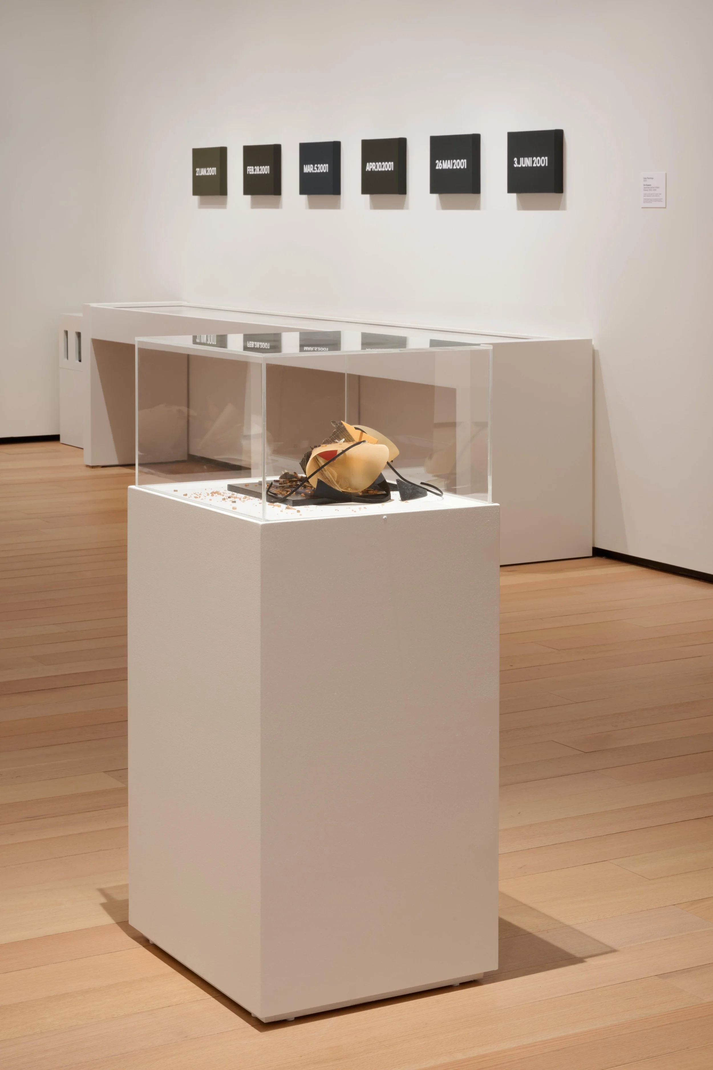 Marianne Viero (plinth) and On Kawara (back wall)