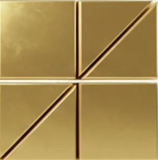 Geometric drawing of an outline square with sections divided by vertical, horizontal, and diagonal lines.